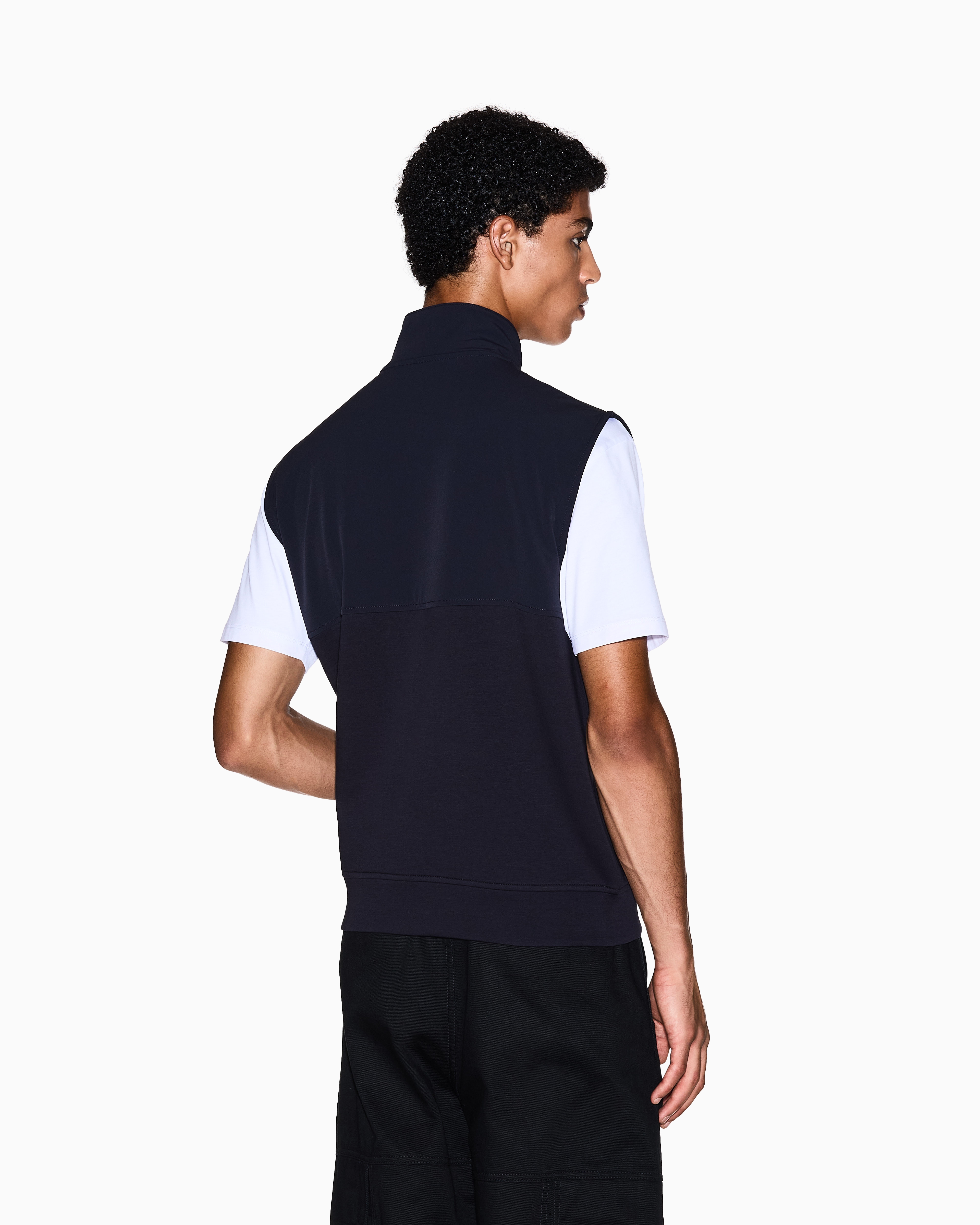 Armani Exchange - NAVY FULL ZIP TWO TONE VEST, Man, Navy_blue, Size: