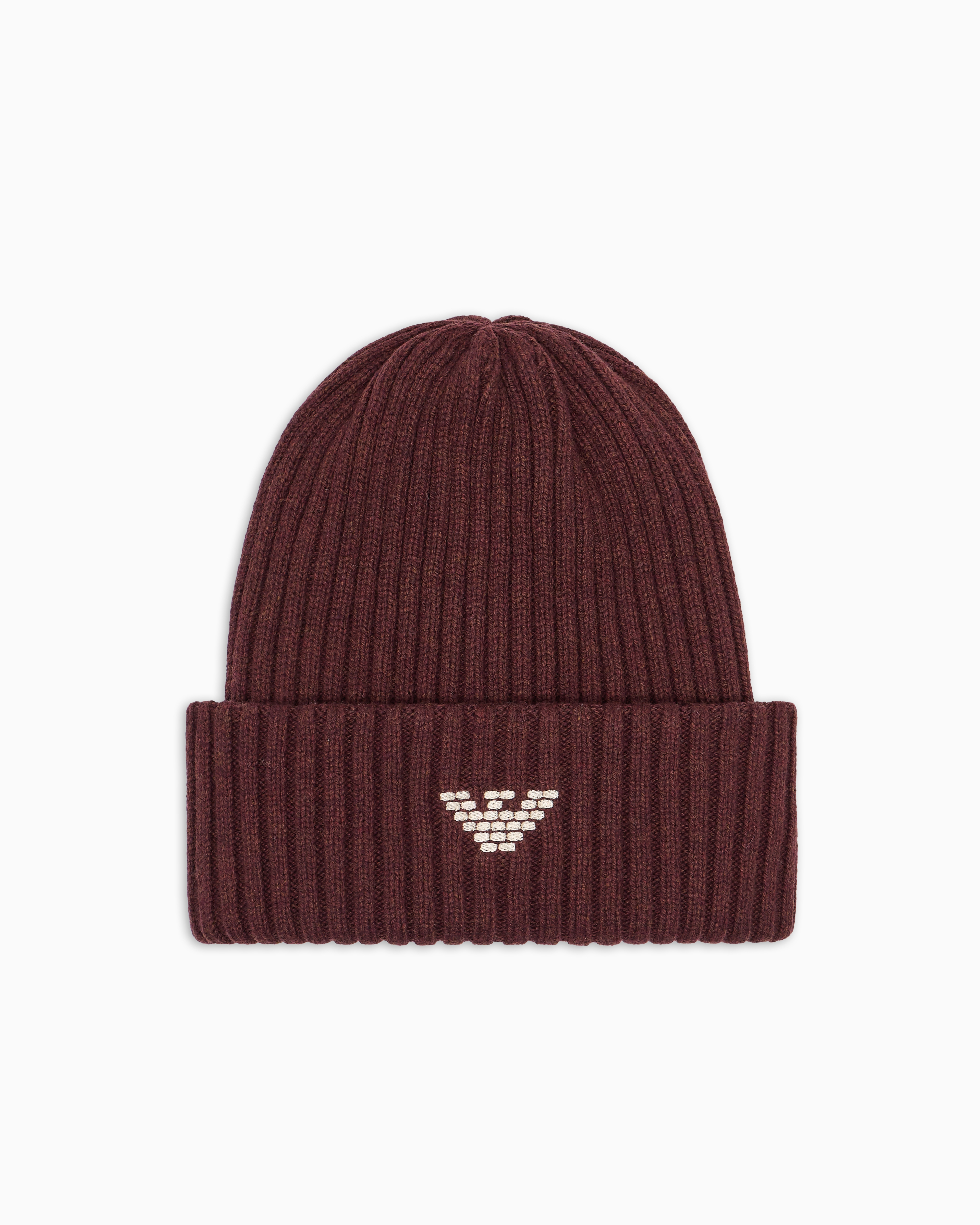 Emporio Armani - New York capsule collection ribbed wool-blend beanie, Man, Brown, Size: