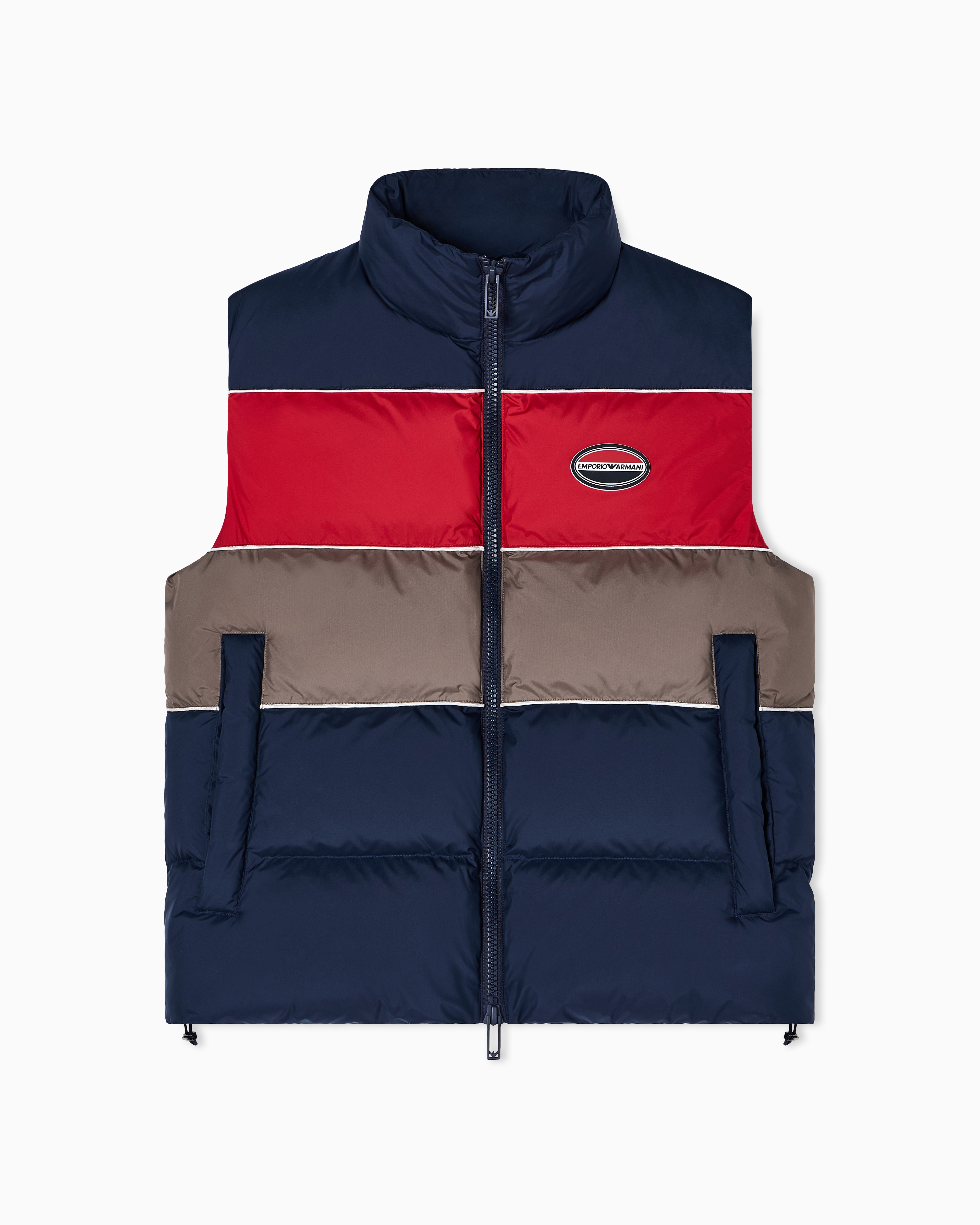 Emporio Armani - Water-repellent quilted ripstop nylon sleeveless down jacket, Man, Navy Blue, Size:
