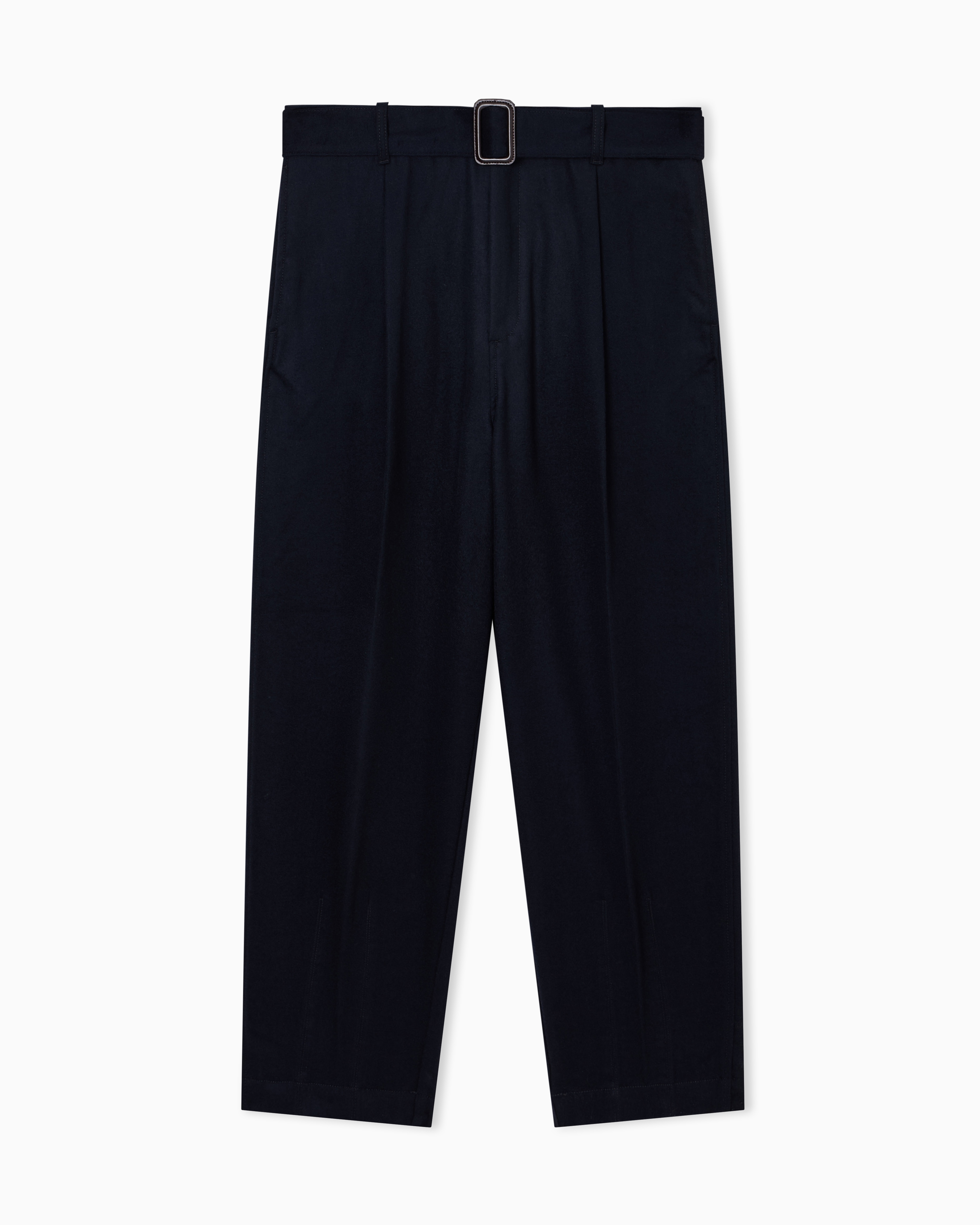Emporio Armani - Virgin wool trousers with belt , Man, Navy Blue, Size: