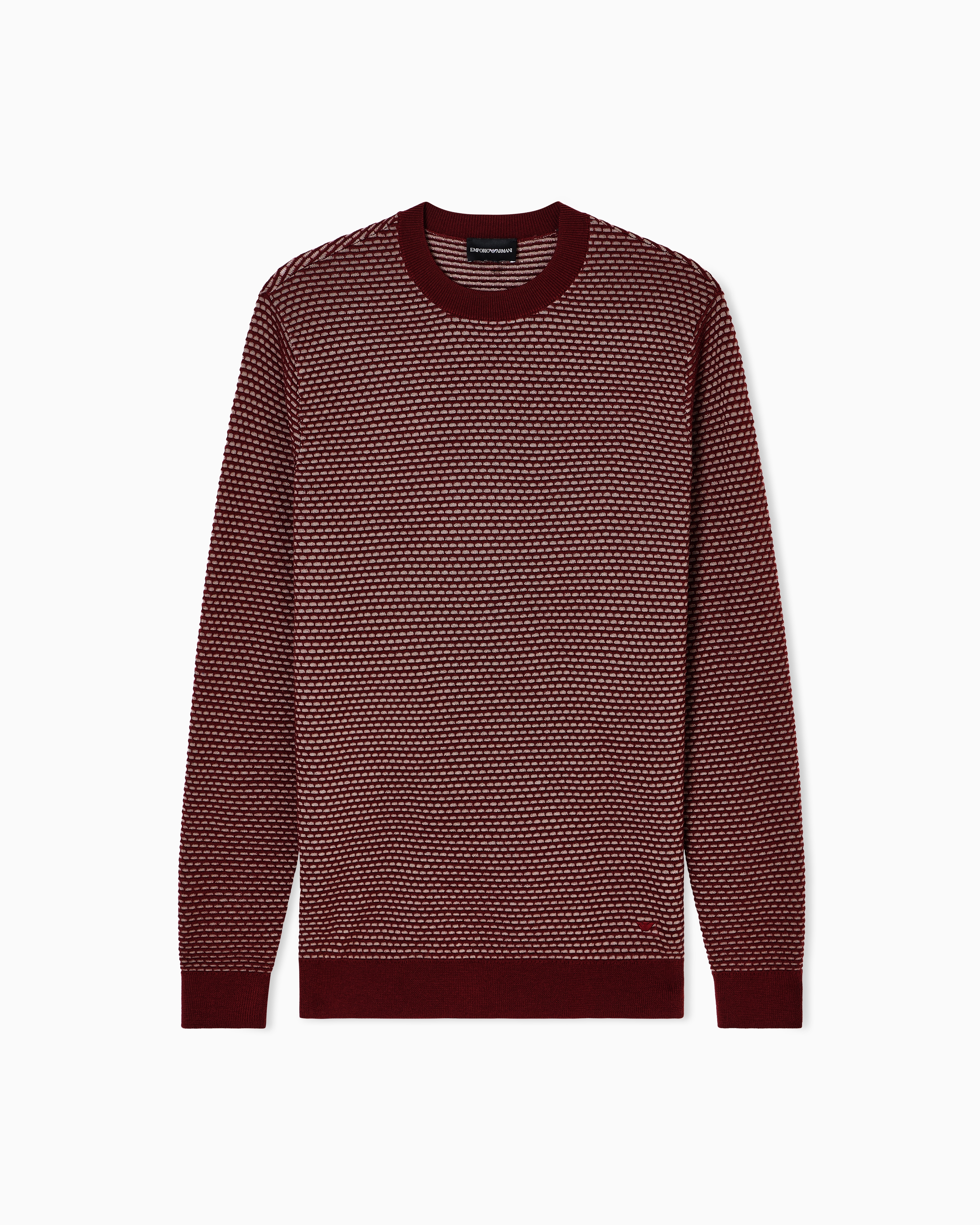 Emporio Armani Geo Jacquard Virgin Wool Blend Crewneck Sweater In Animal Print