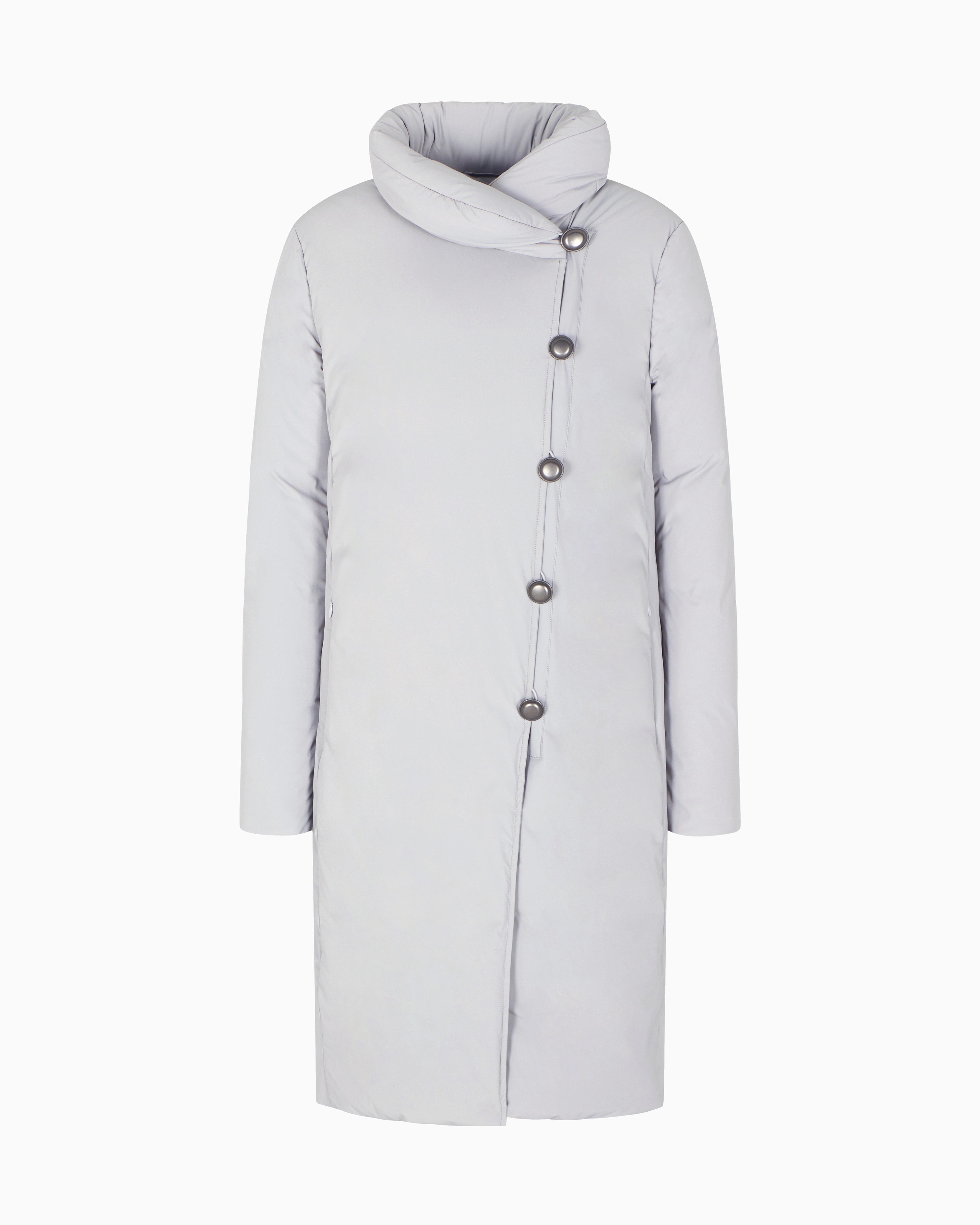 Emporio Armani - ASV stretch-nylon water-repellent long down jacket, Woman, Grey, Size: