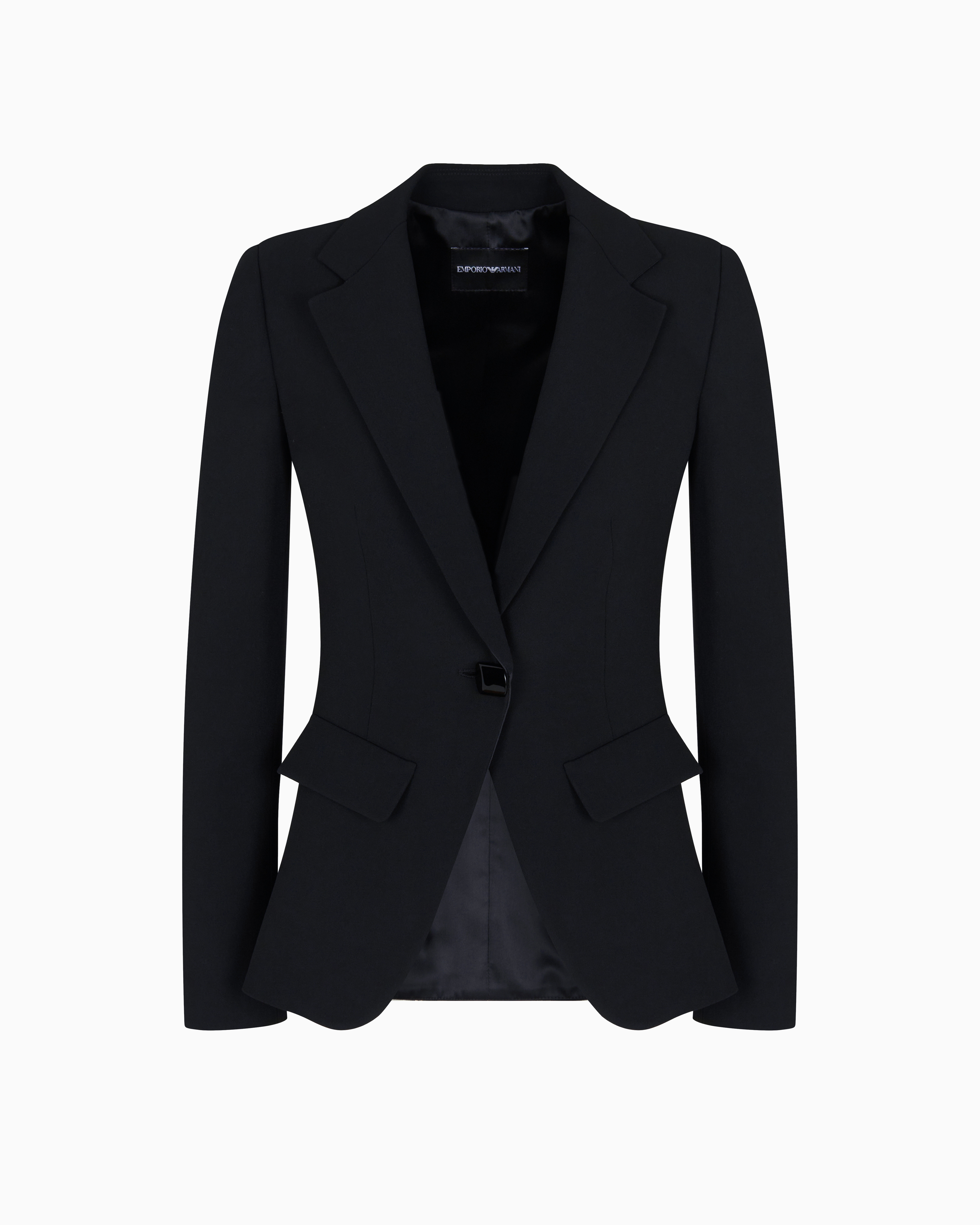Emporio Armani Black Single-Breasted Cady Crêpe Blazer