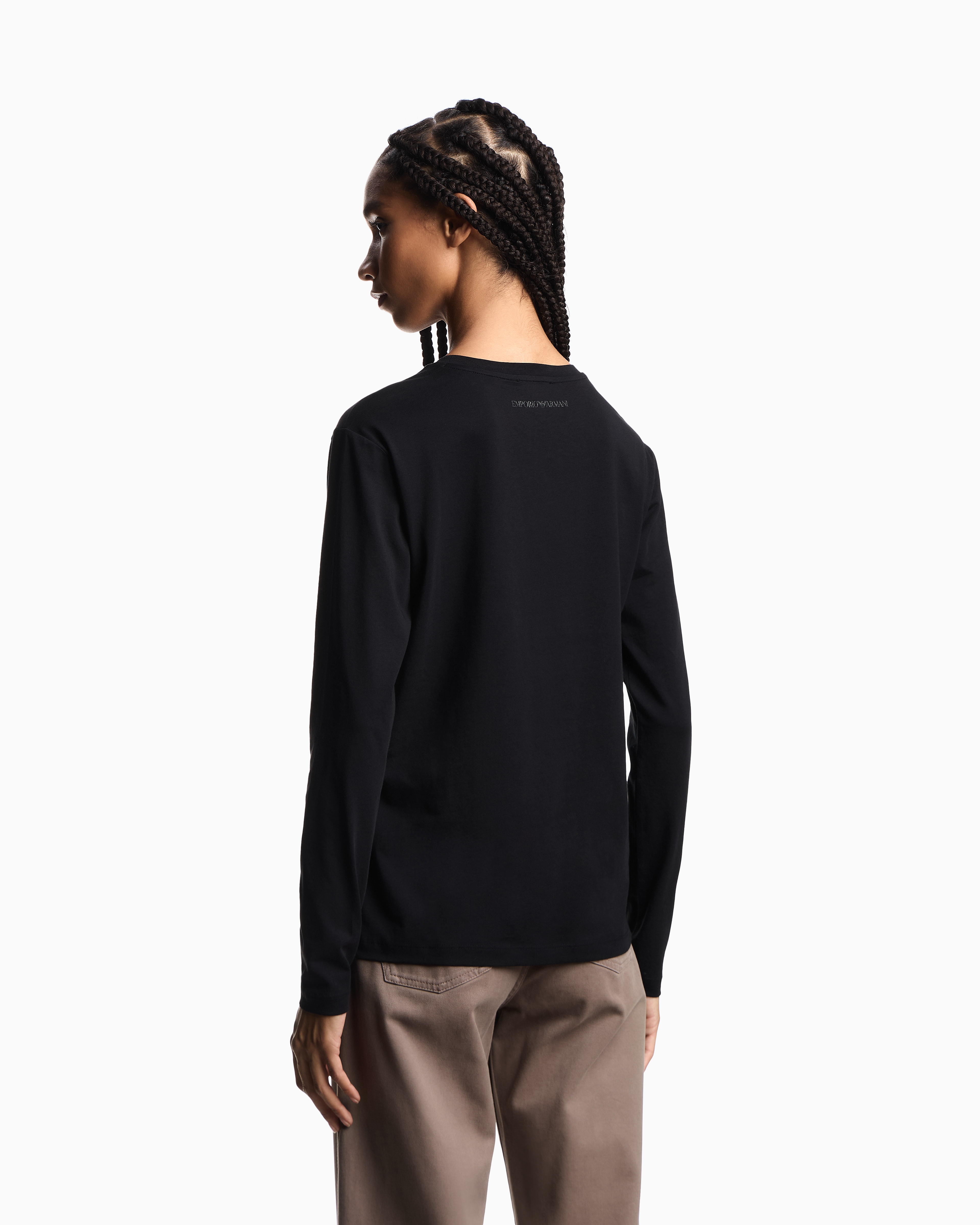 ASV 長袖Tシャツ オーガニックジャージー フロックプリントロゴ