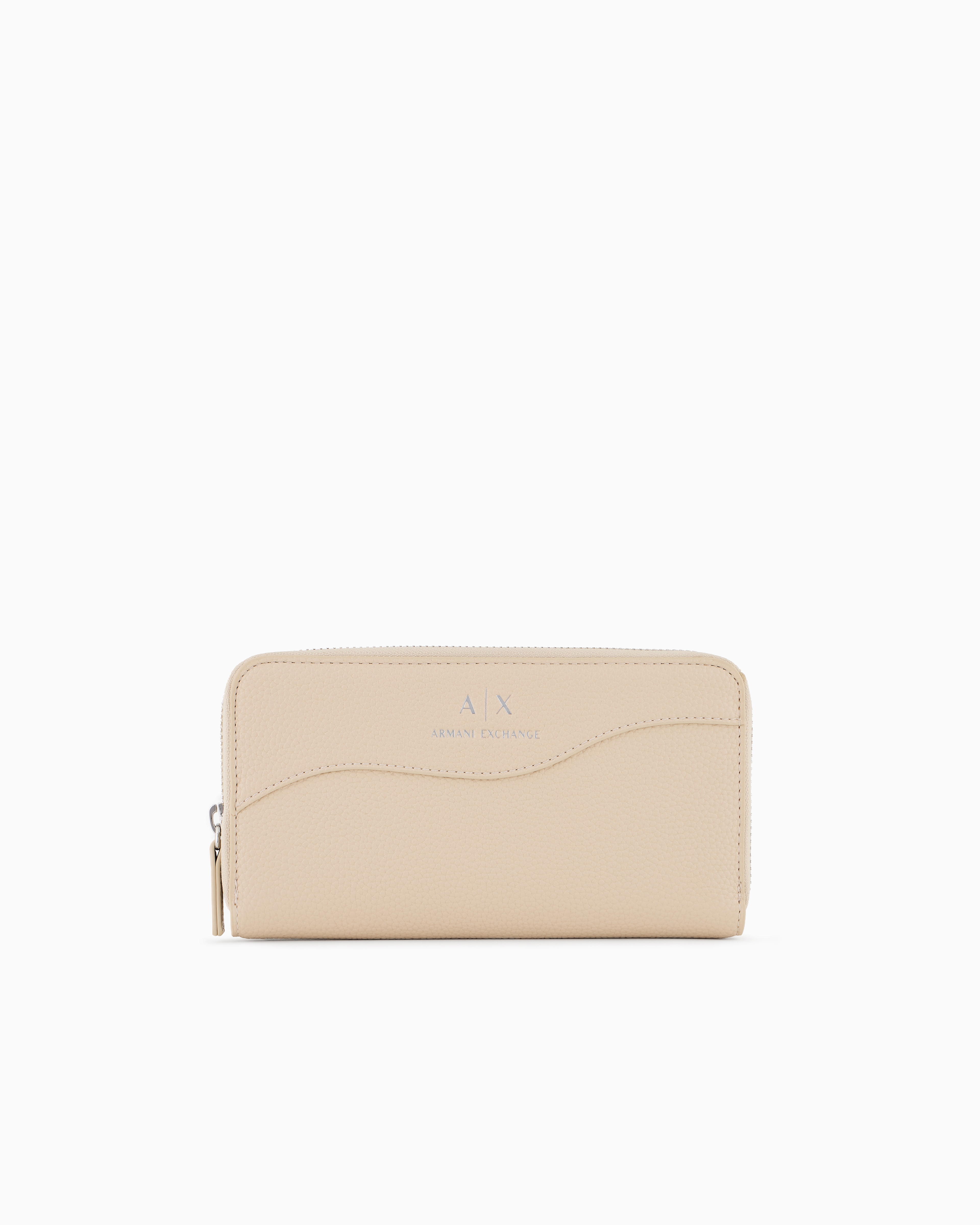Armani Exchange - Zip around wallet with shaped stitching, Woman, Beige, Size: TU