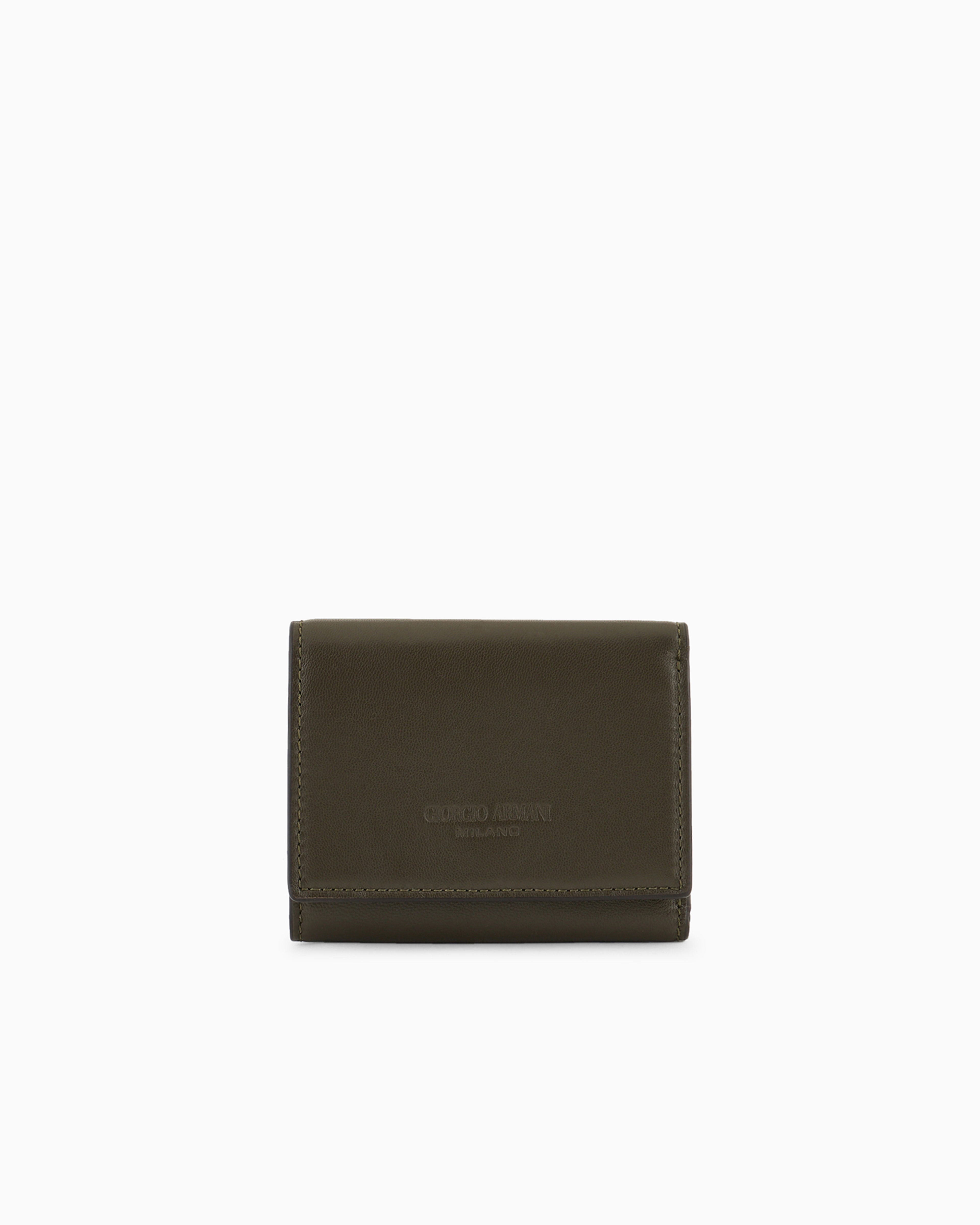 Giorgio Armani Green Nappa-Leather Trifold Wallet