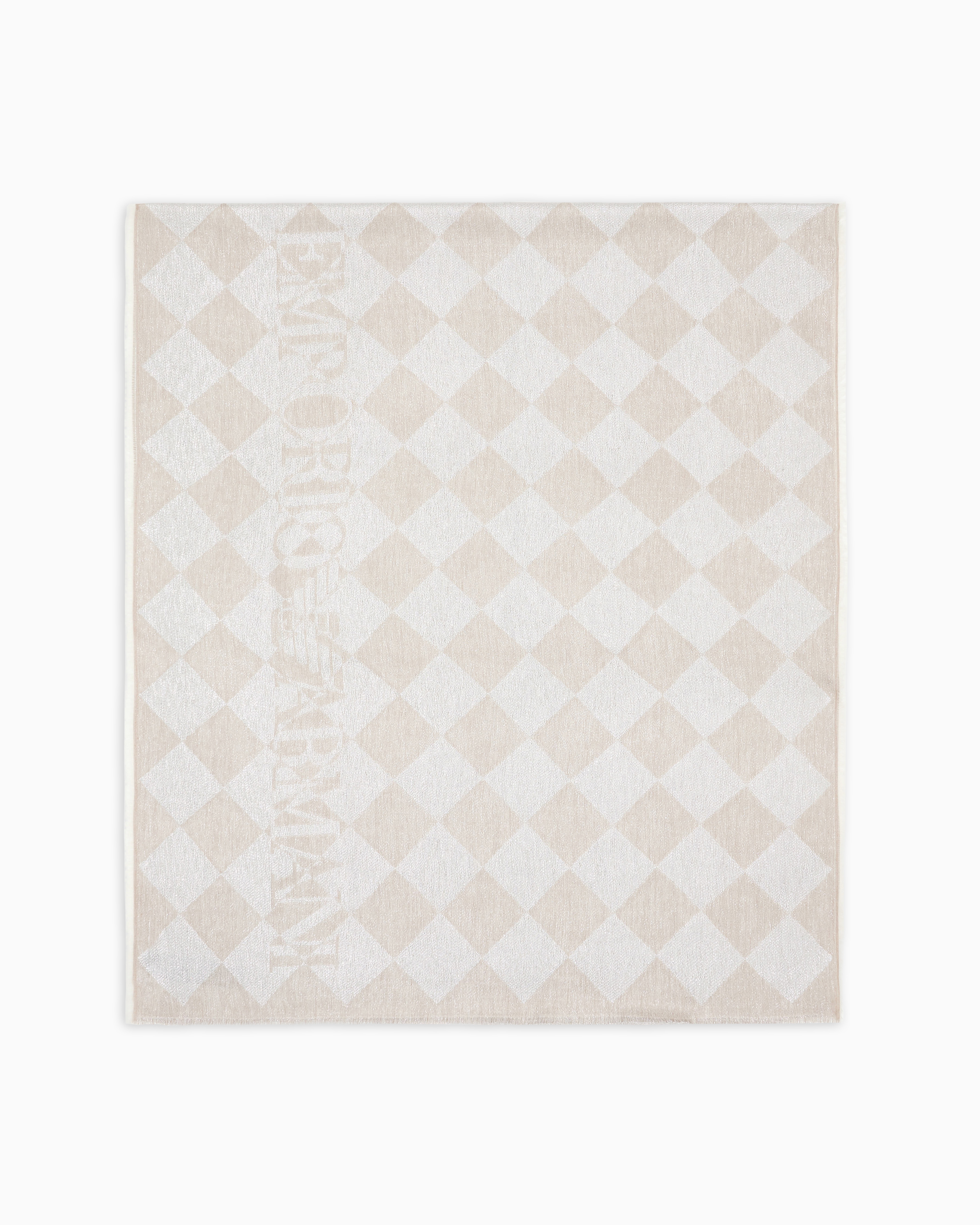Emporio Armani Beige Jacquard Lurex Stole With Check Motif