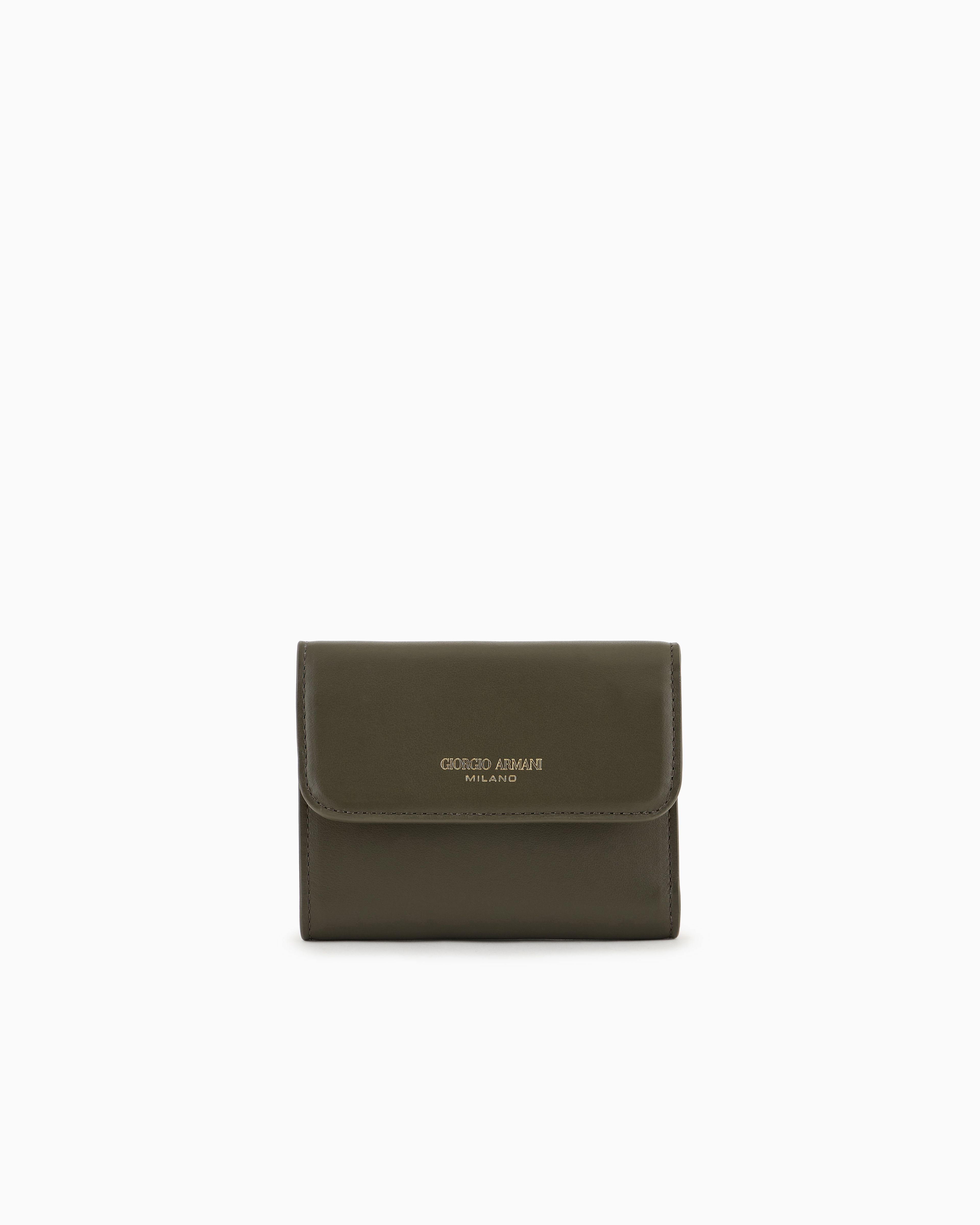 Giorgio Armani Green Leather Trifold Wallet