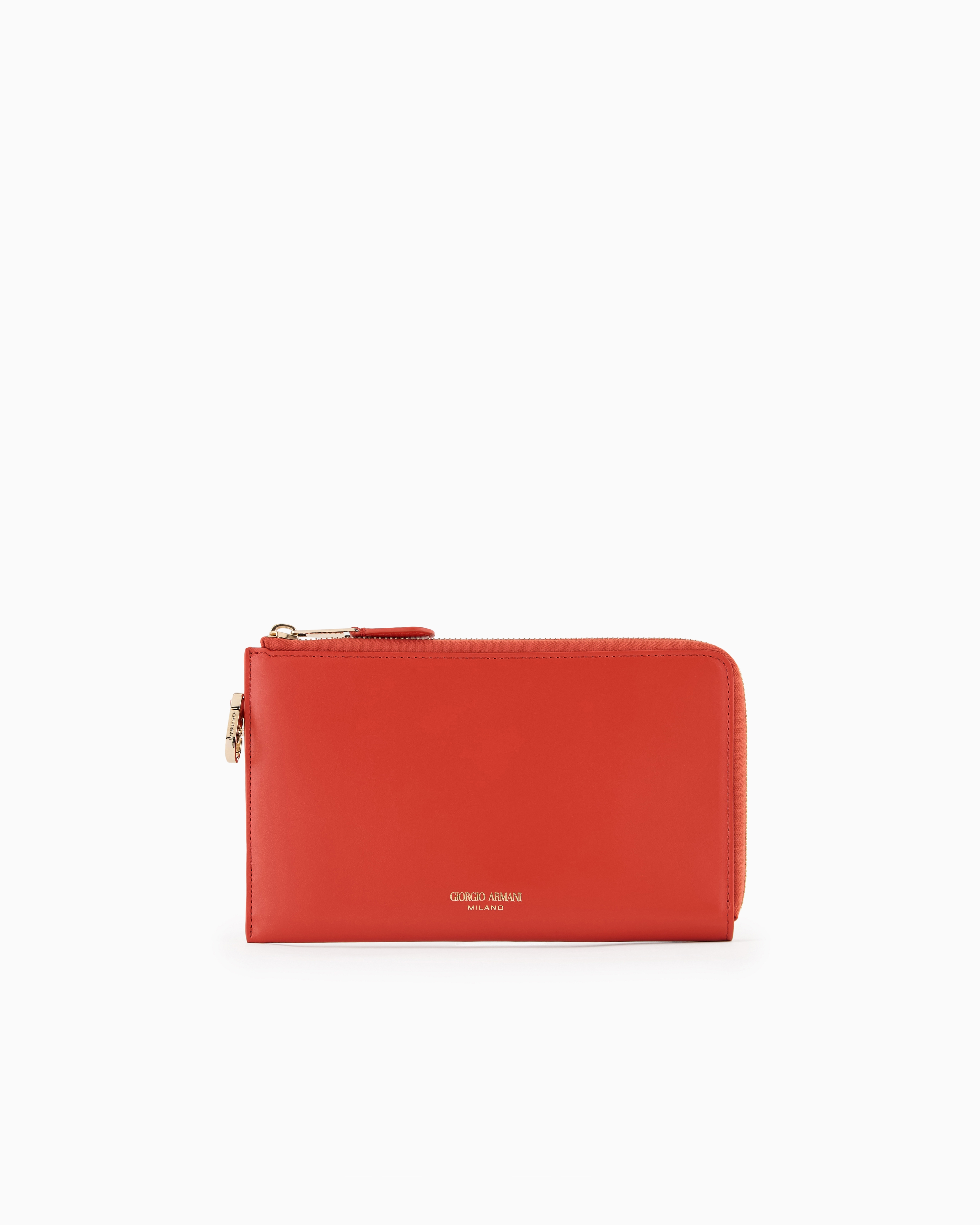 Giorgio Armani Orange Leather Wrap-Around Zip Wallet