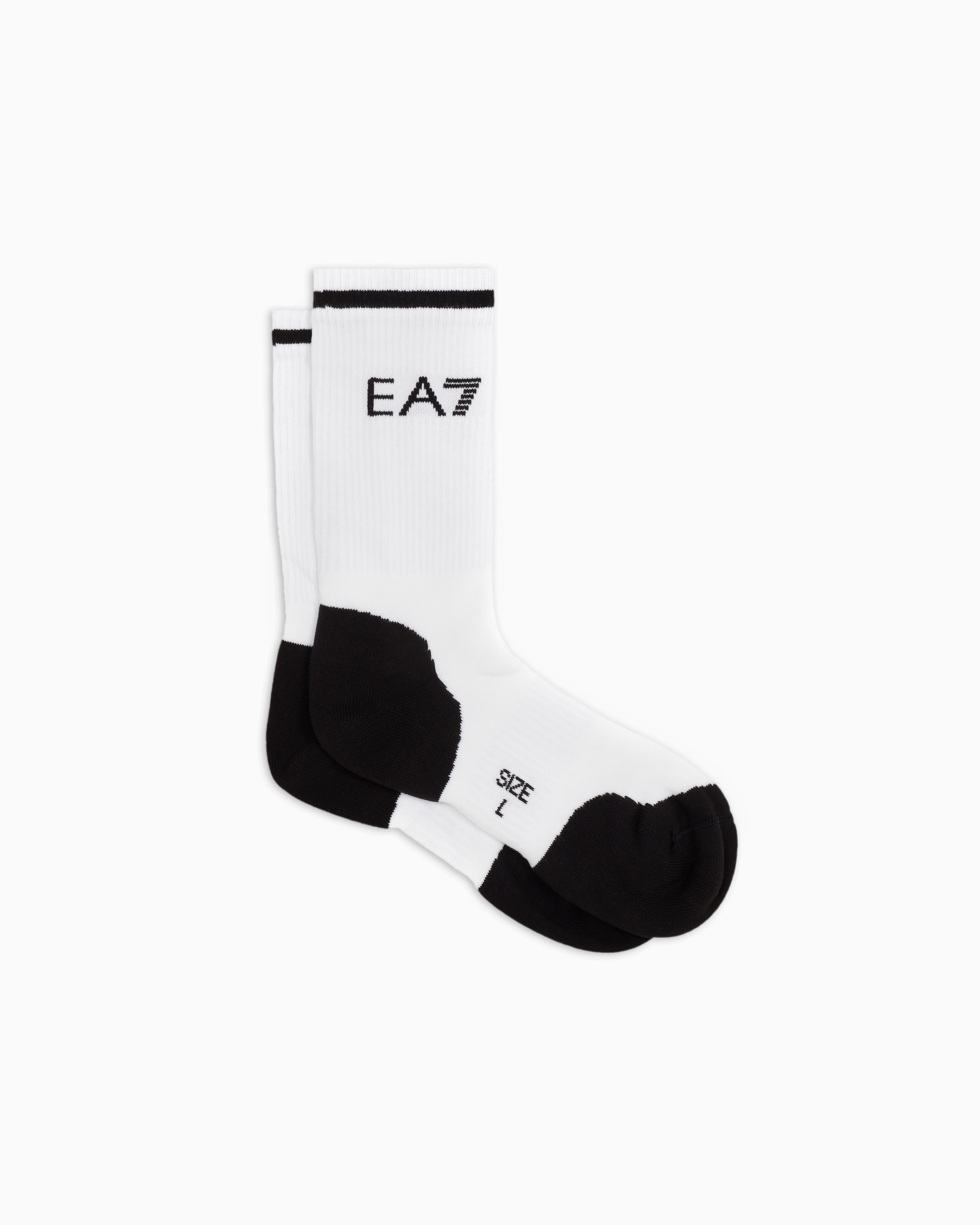 Ea7 Unisex White Tennis Pro Cotton-Blend Ankle Socks