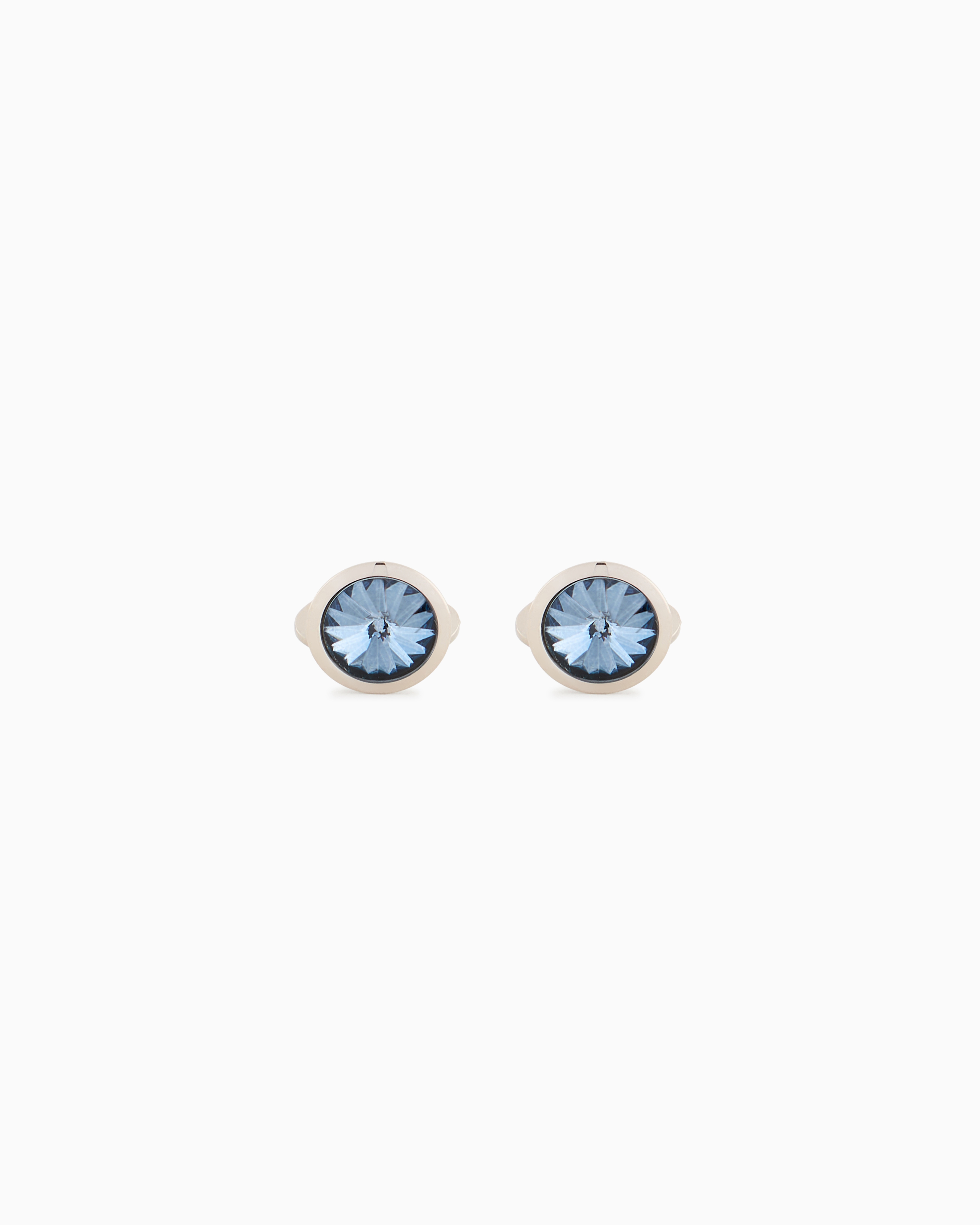 Giorgio Armani Blue Sterling Silver Cufflinks With A Coloured Crystal