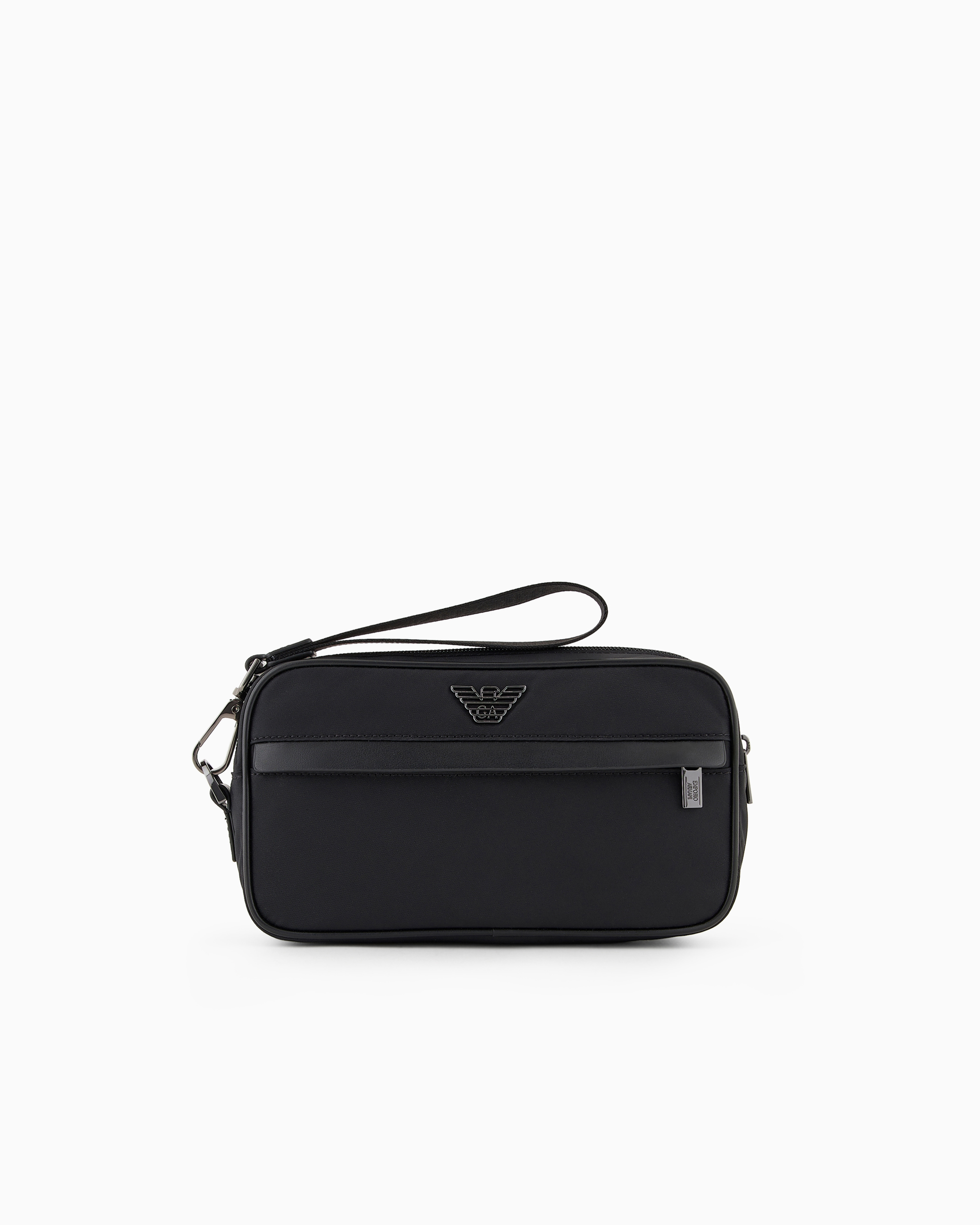Emporio Armani - ASV recycled nylon washbag, Man, Black, Size: TU