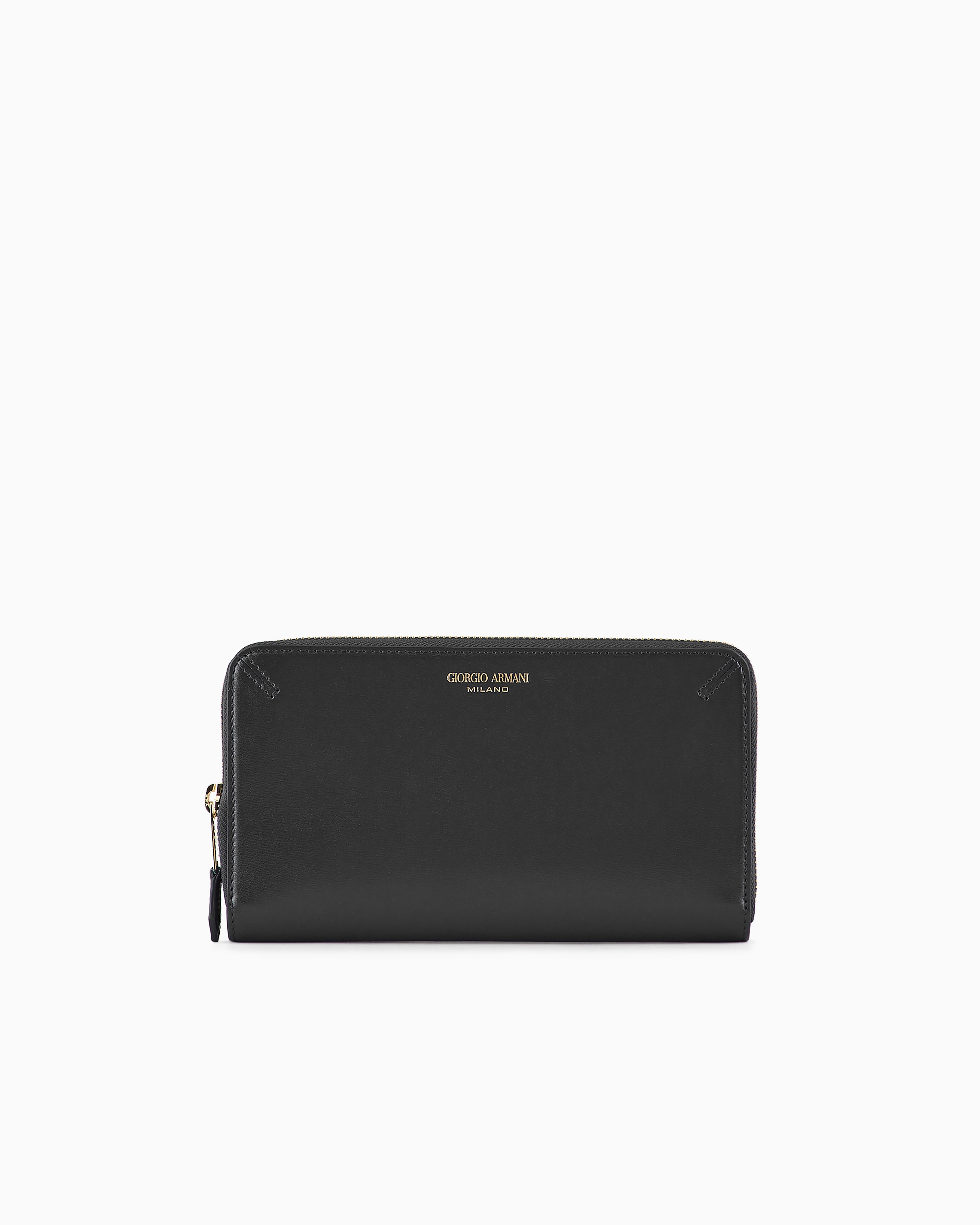 Giorgio Armani Gold Palmellato Leather La Prima Wallet With Wraparound Zip