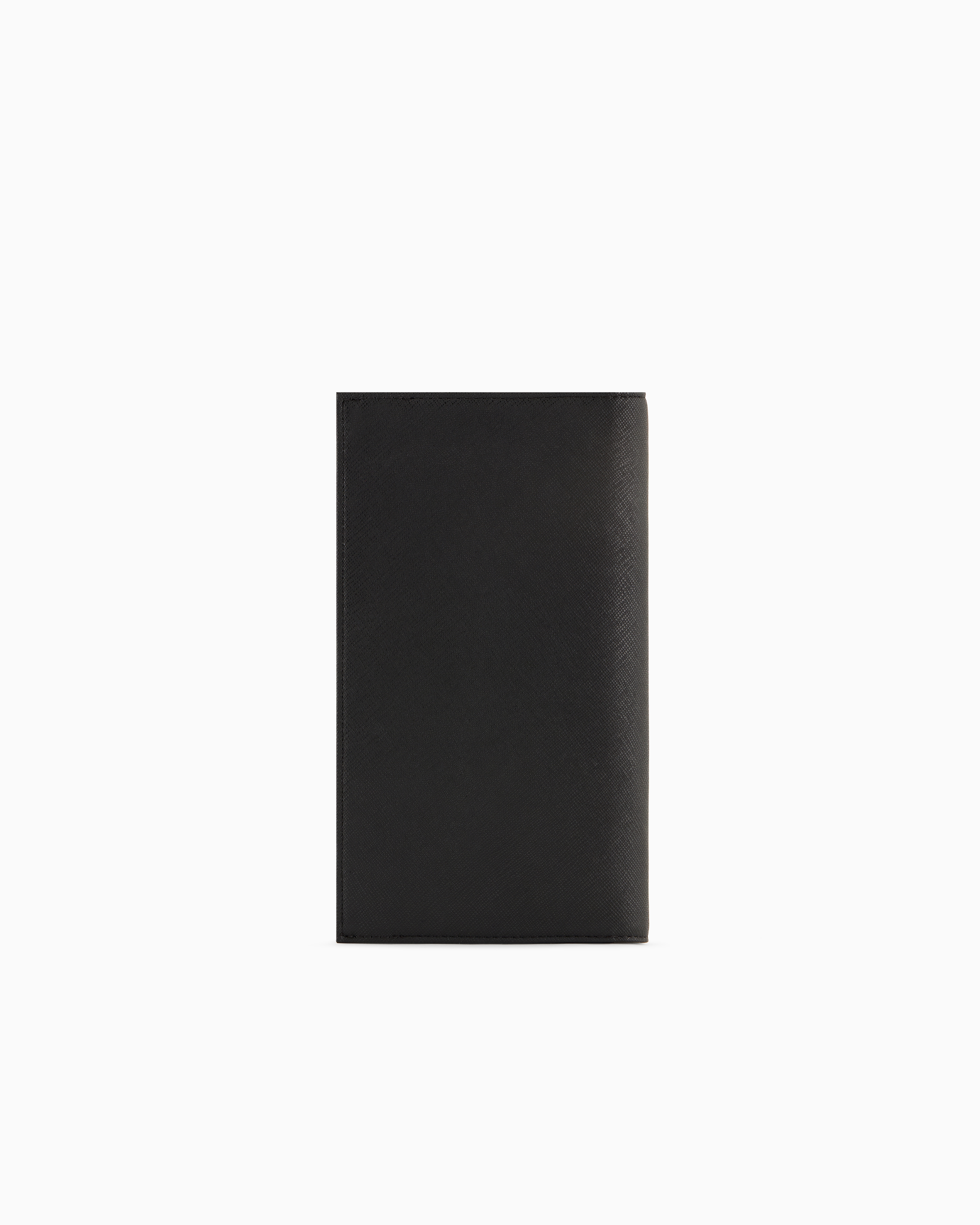 Emporio Armani - ASV regenerated Saffiano leather large currency holder with eagle plate, Man, Black, Size: TU
