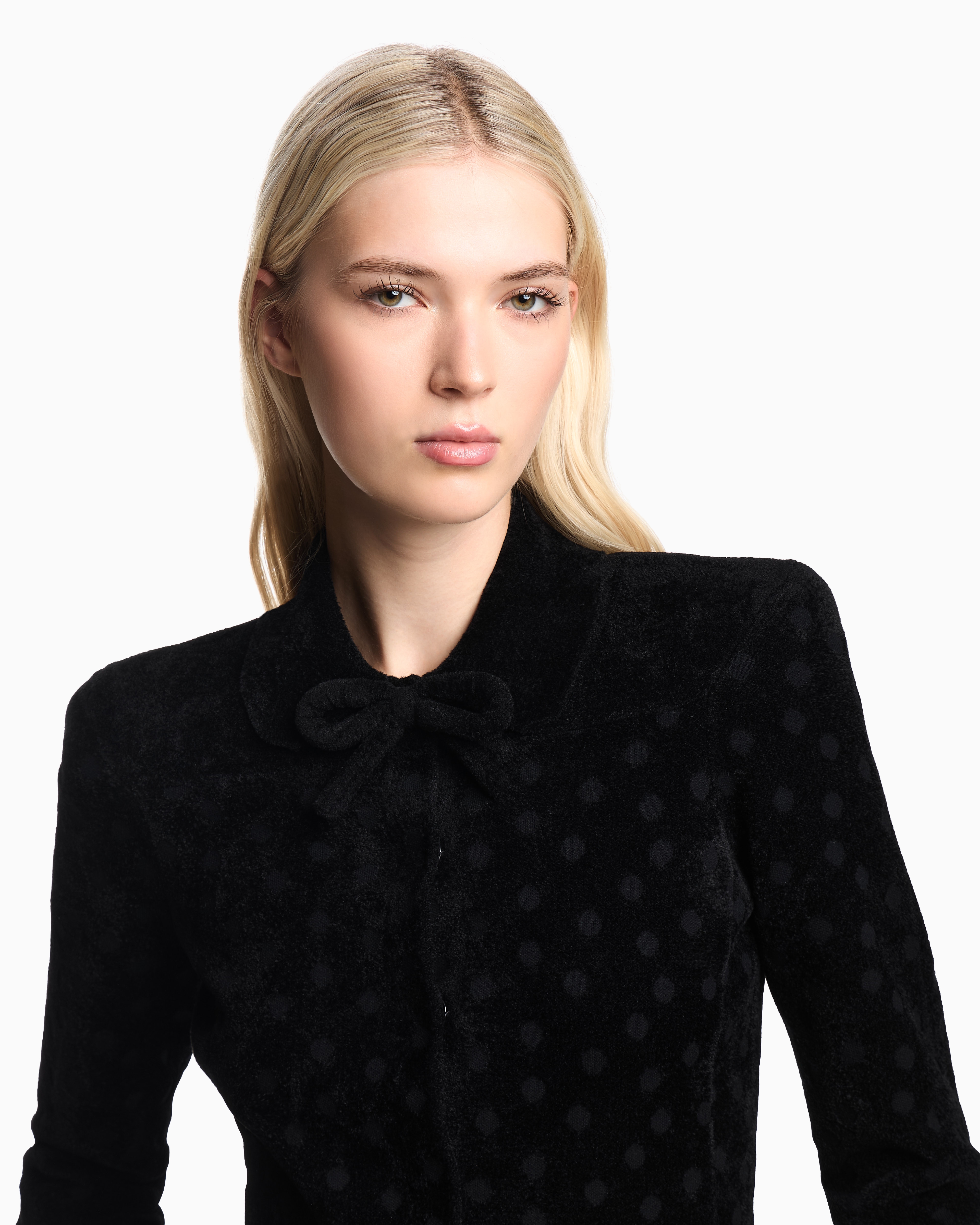 EMPORIO ARMANI ノーカラージャケット リボン ブラック 肩パッド EMPORIO ARMANI ノーカラージャケット リボン ブラック 肩パッド