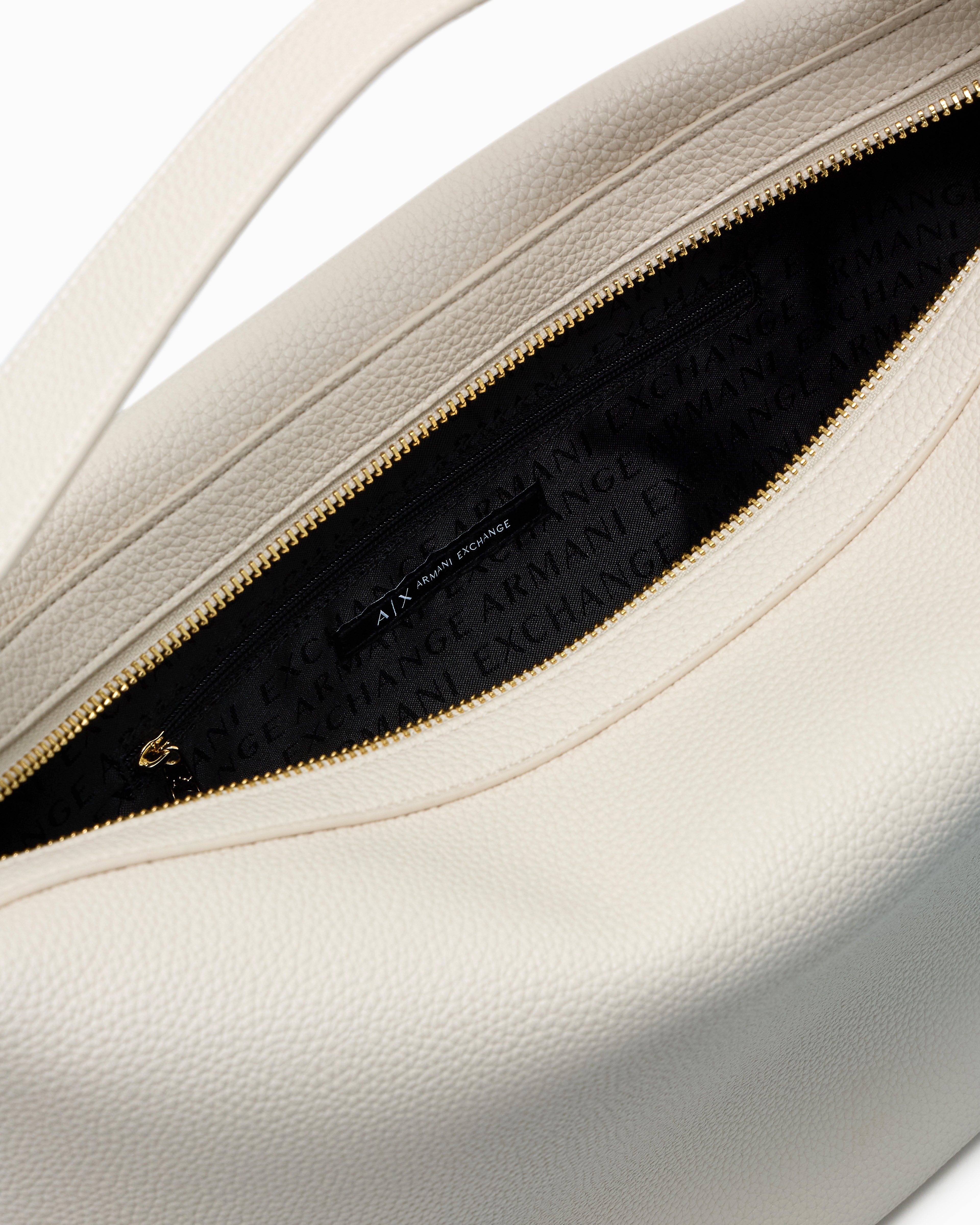 Armani Exchange - ASV Logo Hobo Shoulder Bag, Woman, White, Size: TU