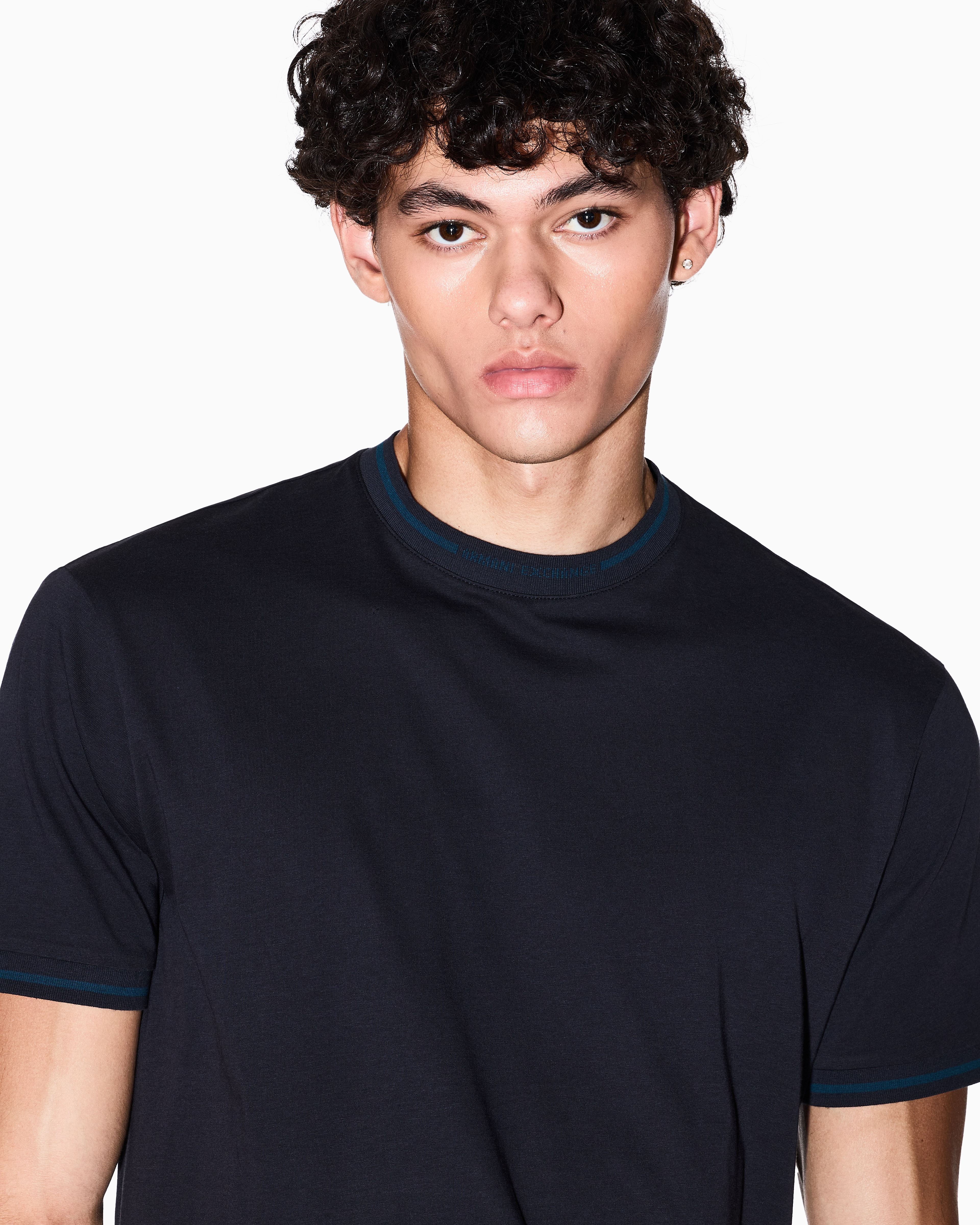 Armani Exchange - Regular fit T-shirt with contrasting piping, Man, Navy Blue, Size: