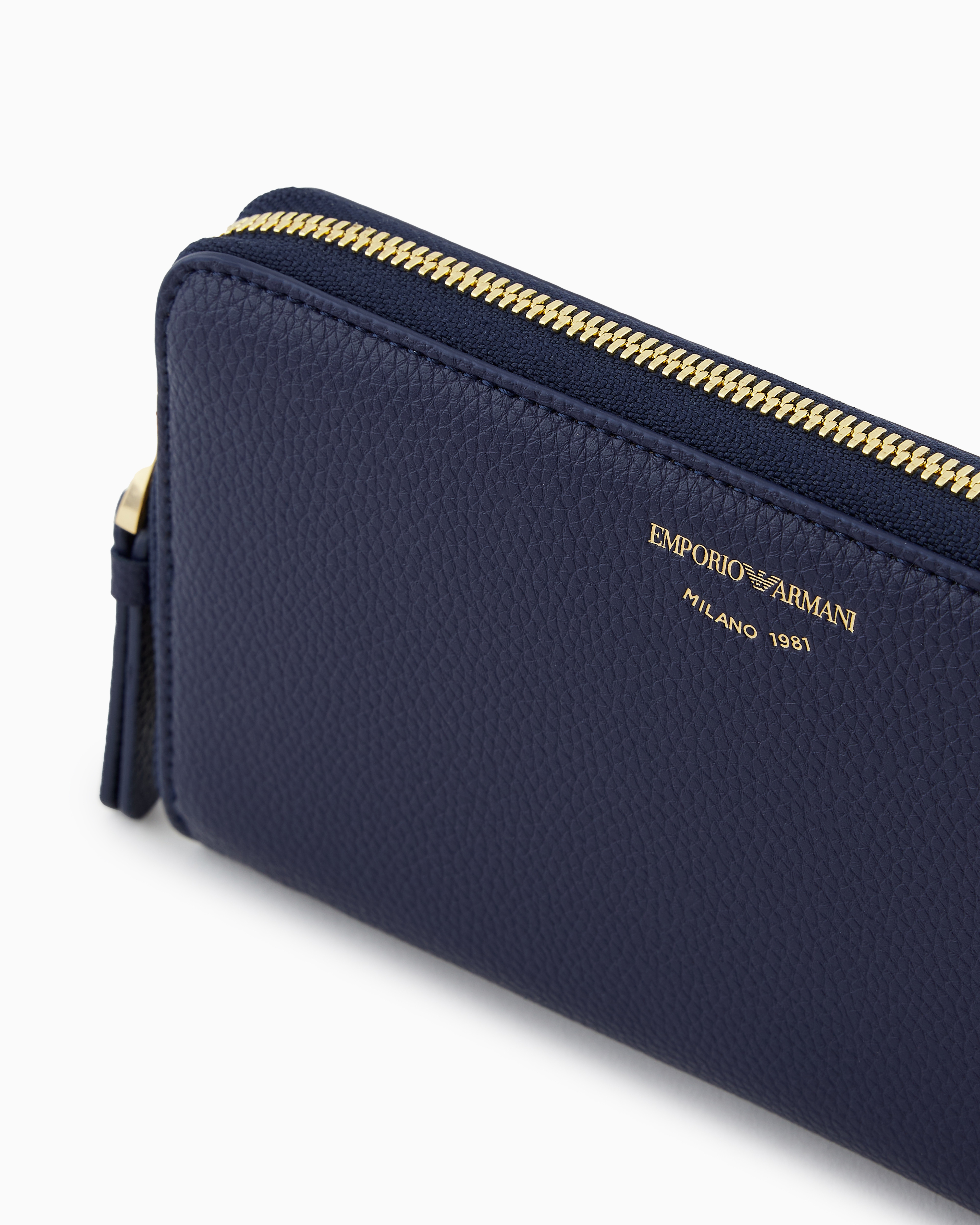 Emporio Armani - Deer-print MyEA wallet with wrap-around zip, Woman, Blue, Size: TU