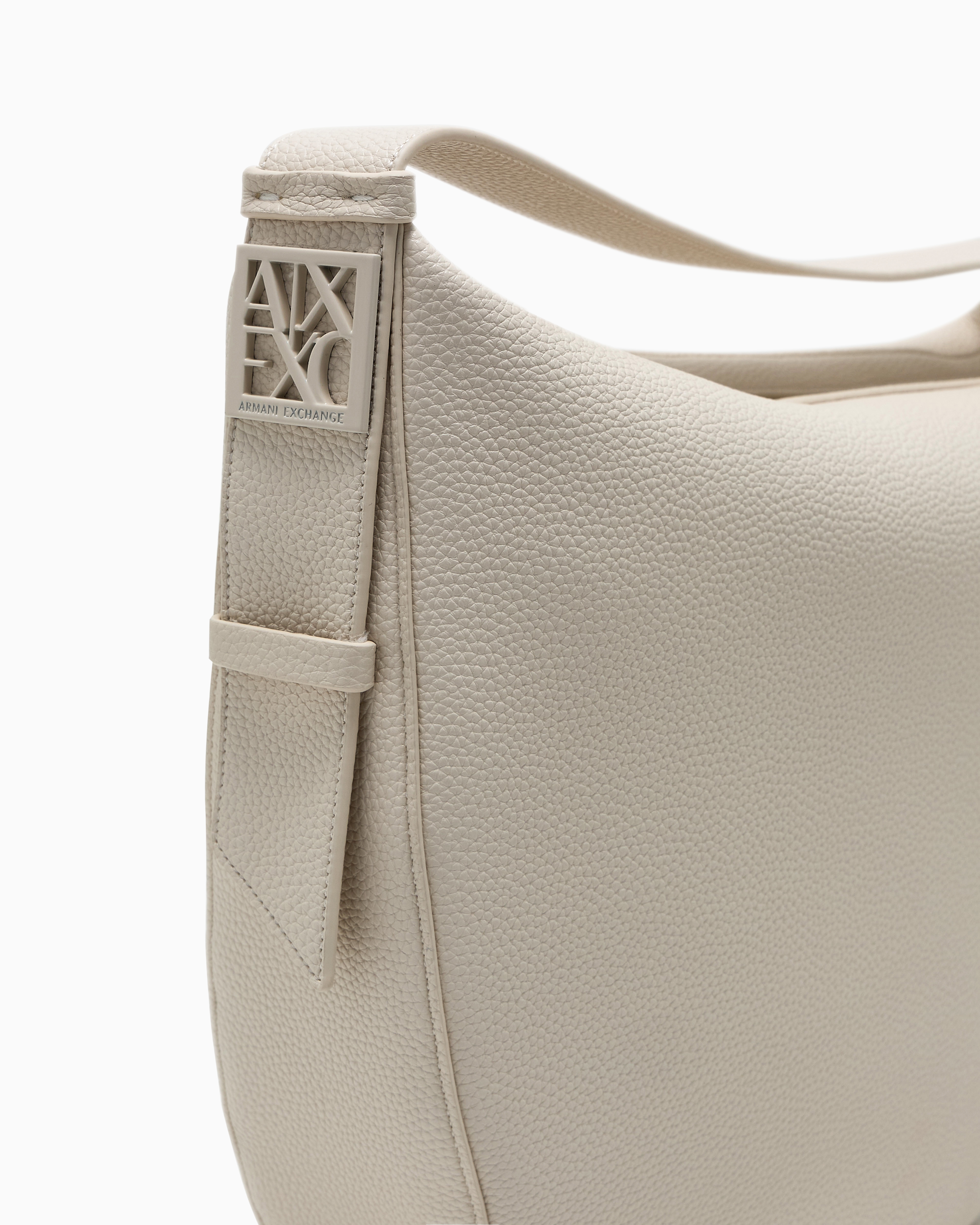 Armani Exchange - ASV Logo Hobo Shoulder Bag, Woman, White, Size: TU