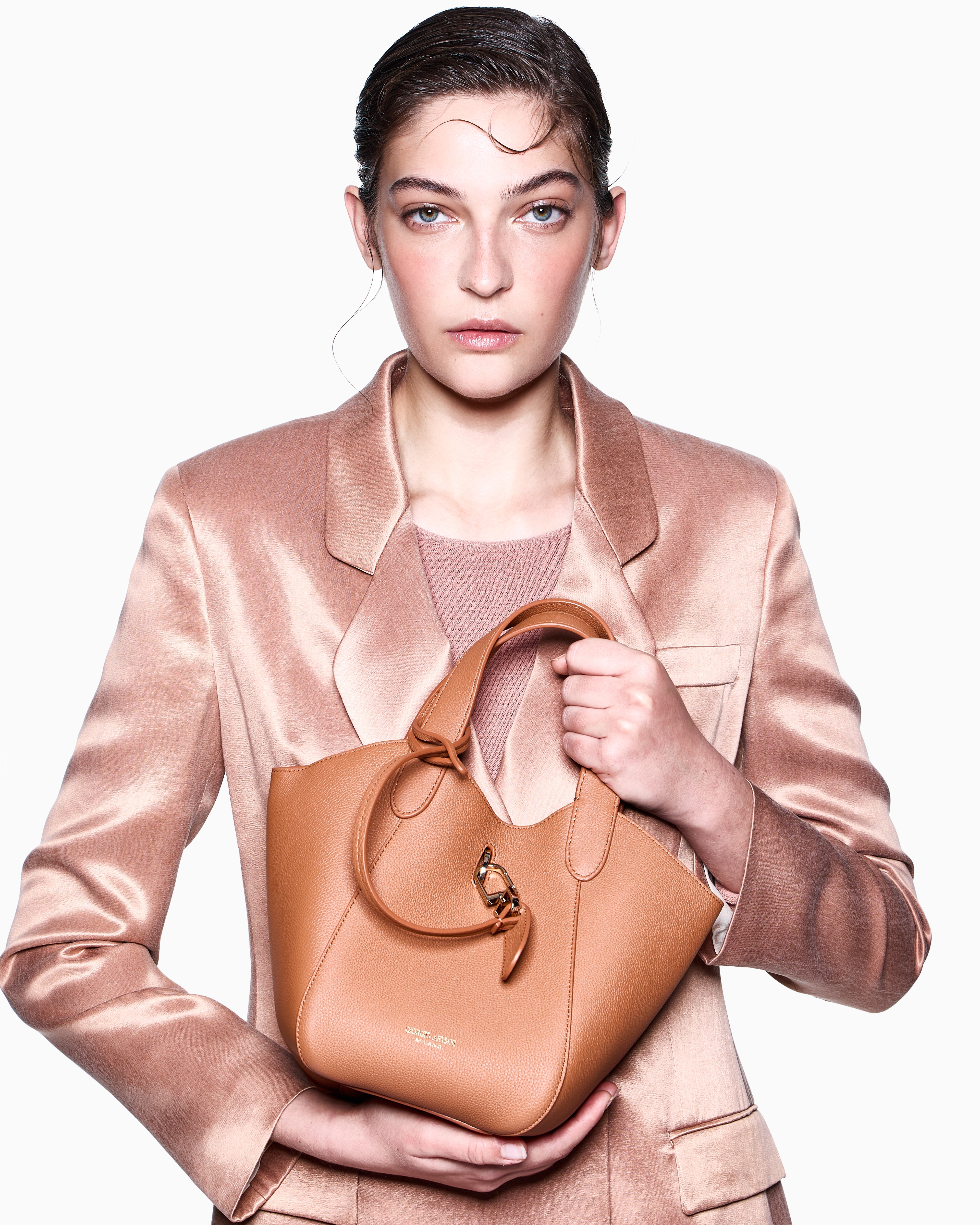 ハンドバッグ ペブルドレザー スモール | Giorgio Armani