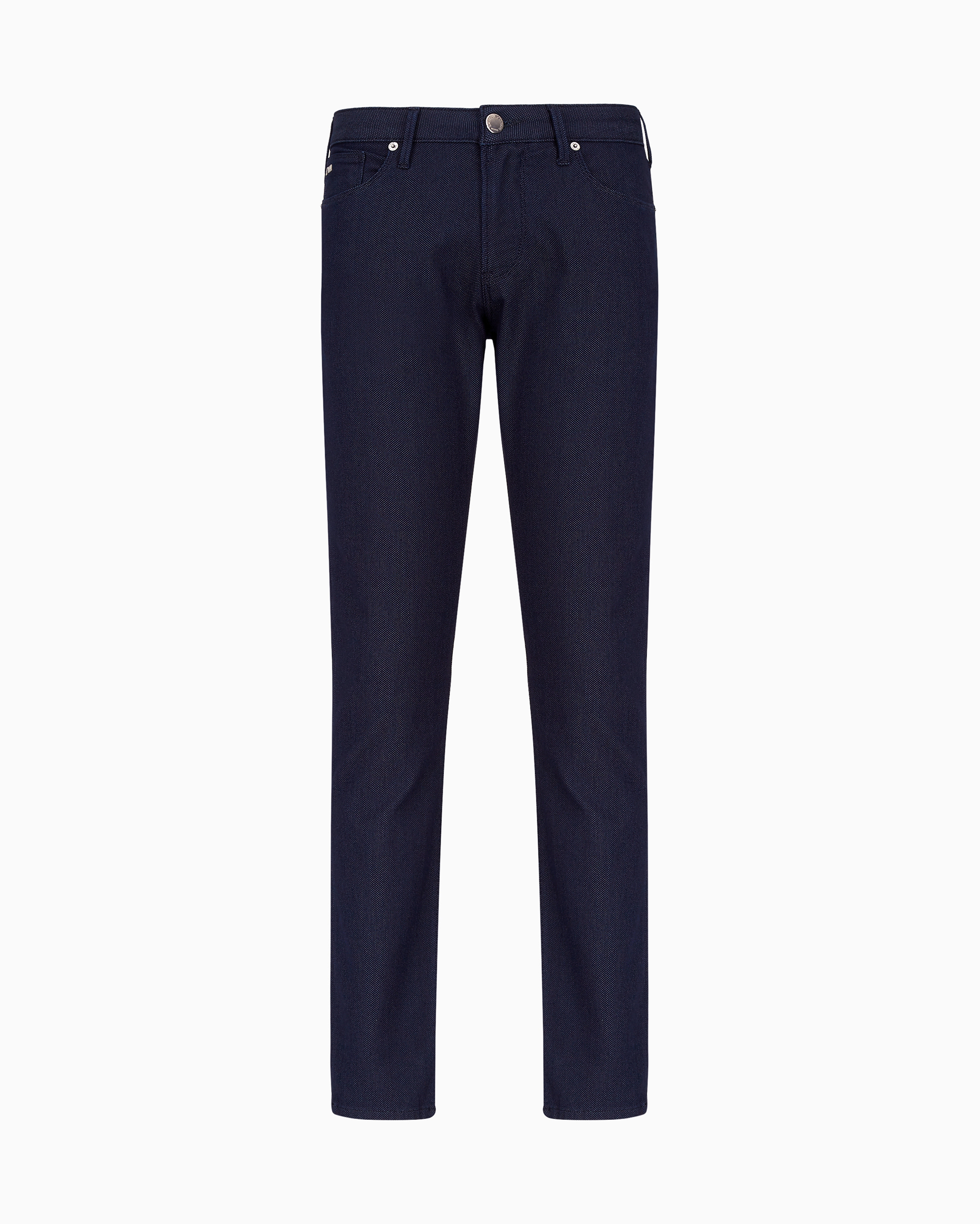 Emporio Armani - J06 Slim-fit, cotton-blend trousers with micro-armure polka dots, Man, Navy Blue, Size: