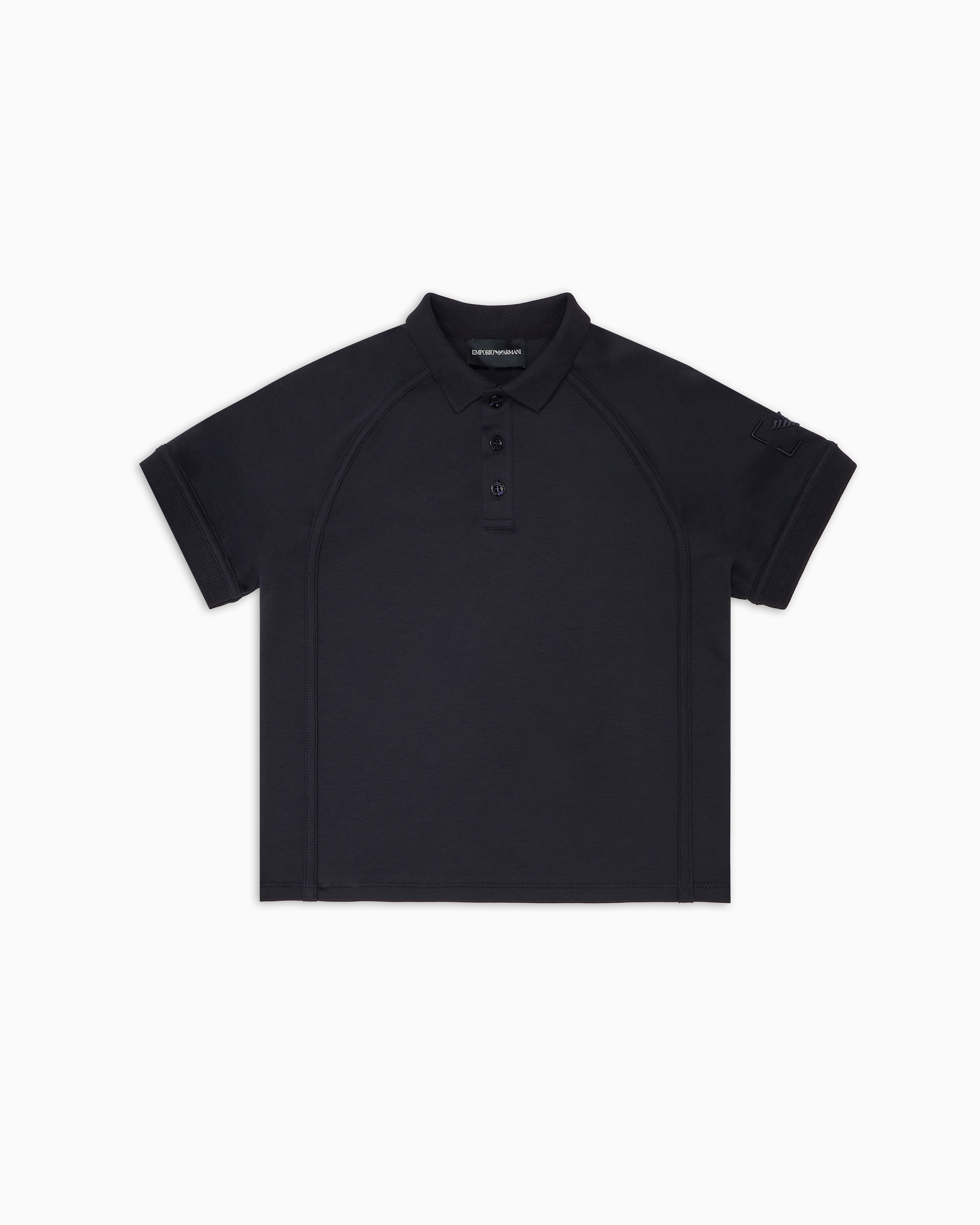 Emporio Armani - Jersey polo shirt with embroidered logo, Boy, Navy Blue, Size: