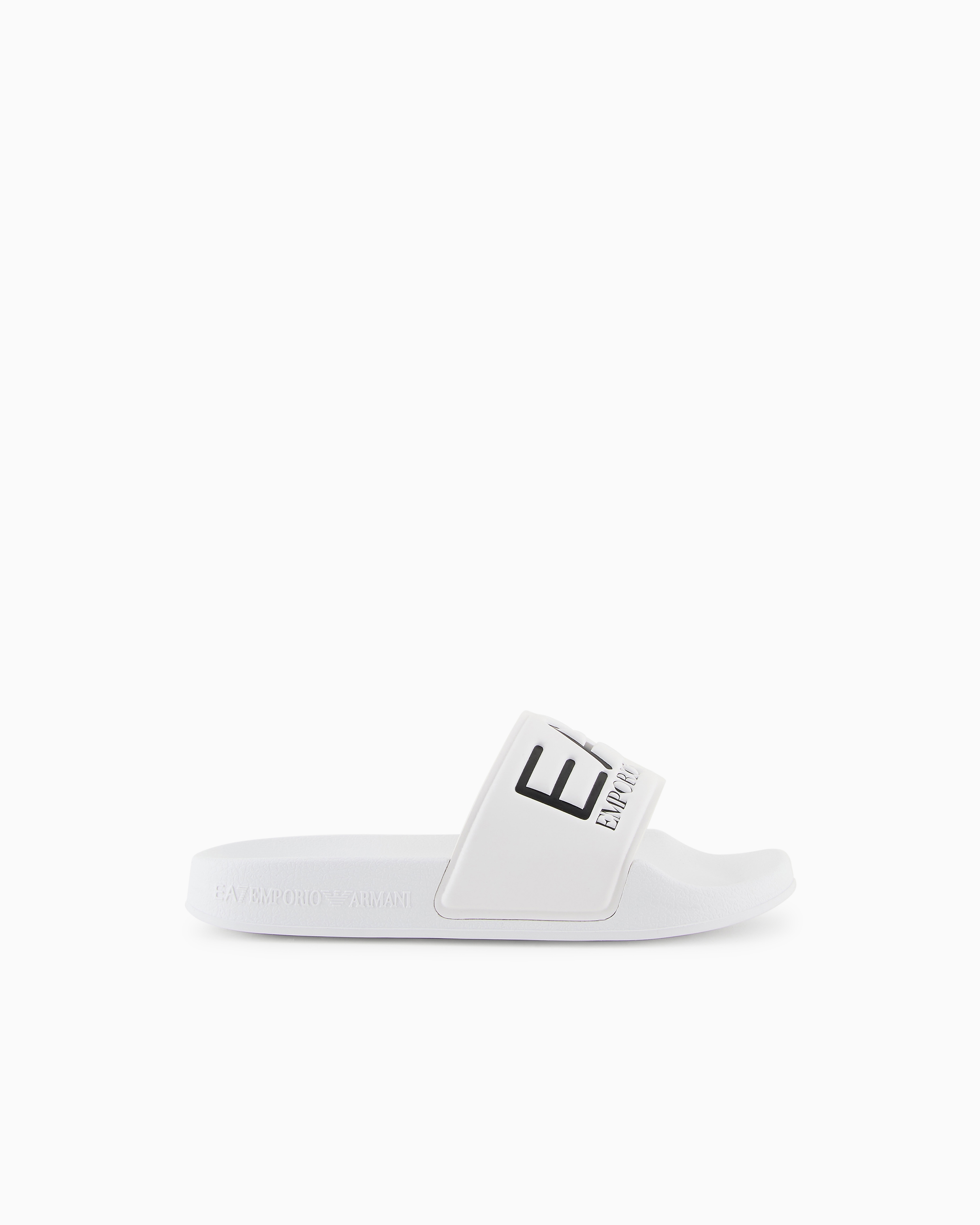 Ea7 White Sliders With Oversized Logo
