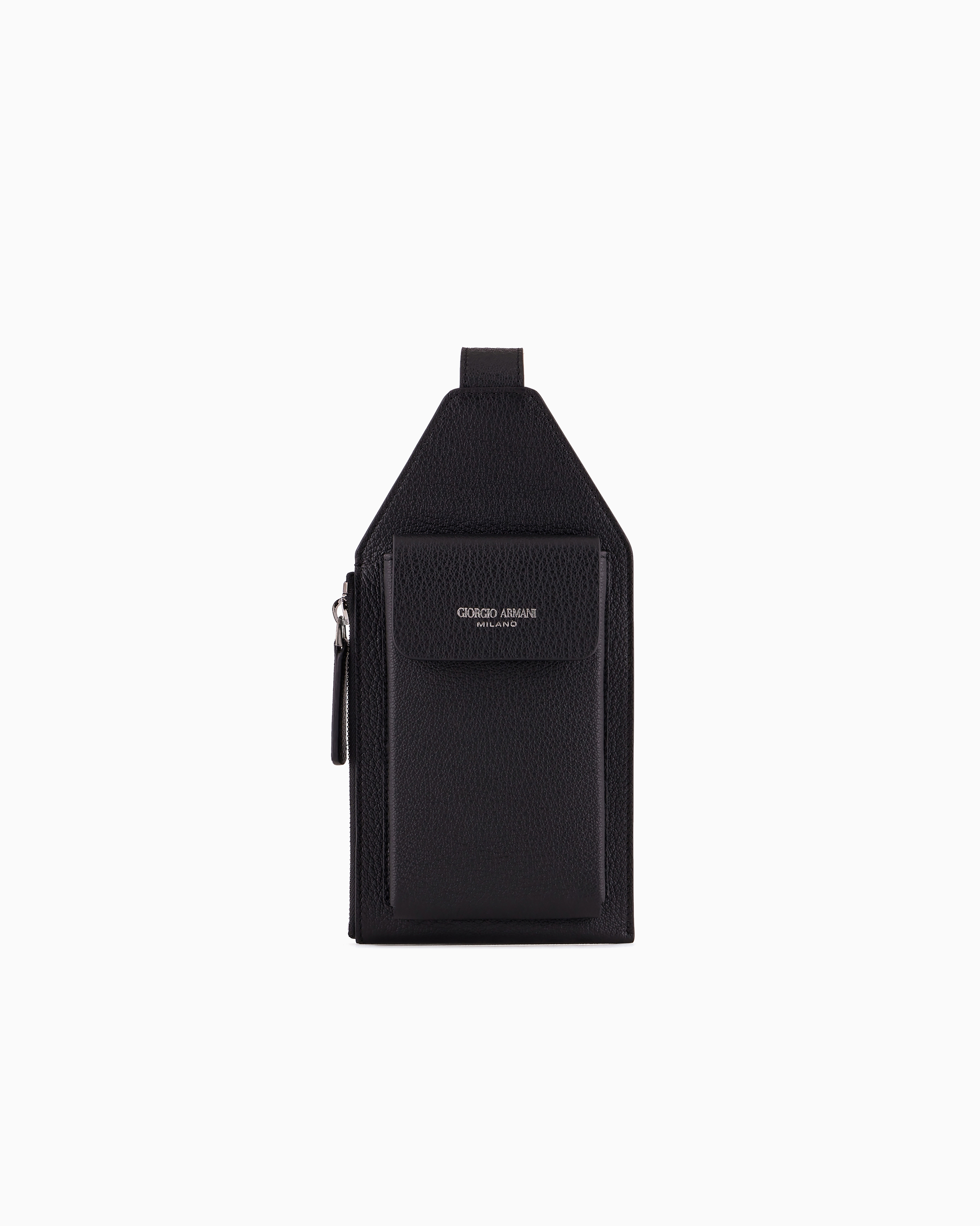 Giorgio Armani Black Printed Leather Smartphone Case