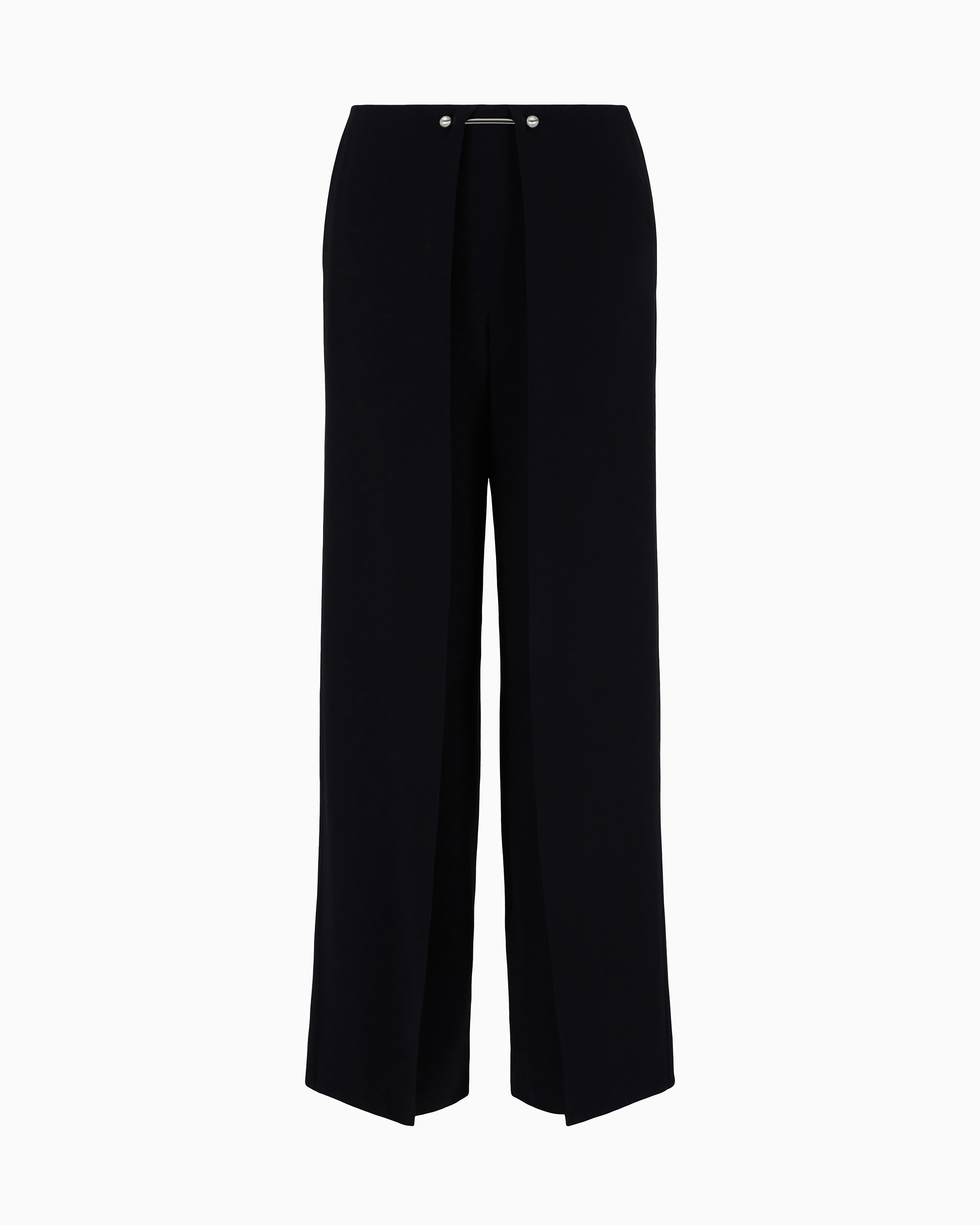 Emporio Armani - Envers satin trousers with a piercing-style closure, Woman, Black, Size: