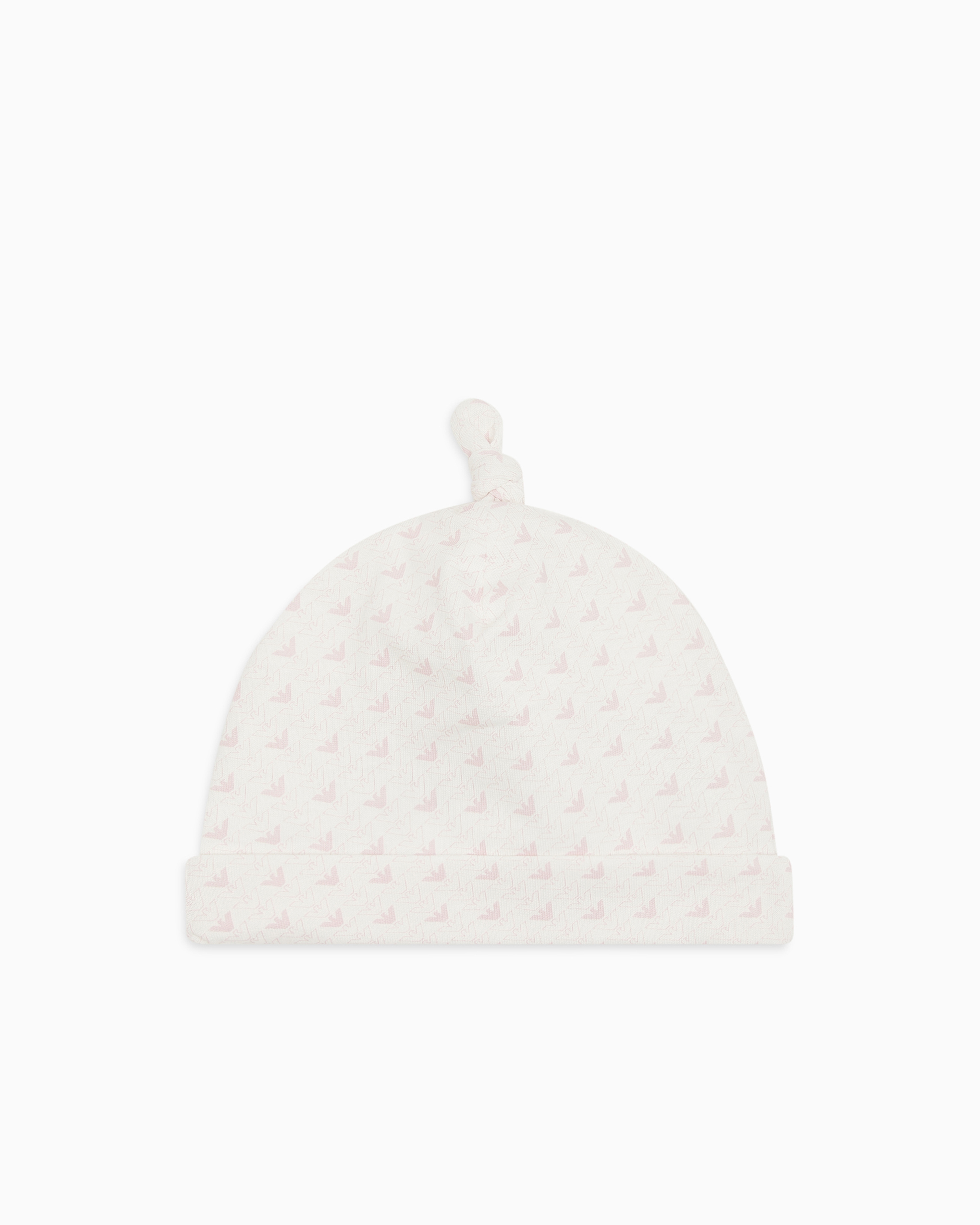 Emporio Armani - Jersey beanie with op-art eagles, Unisex Junior, Pink, Size: