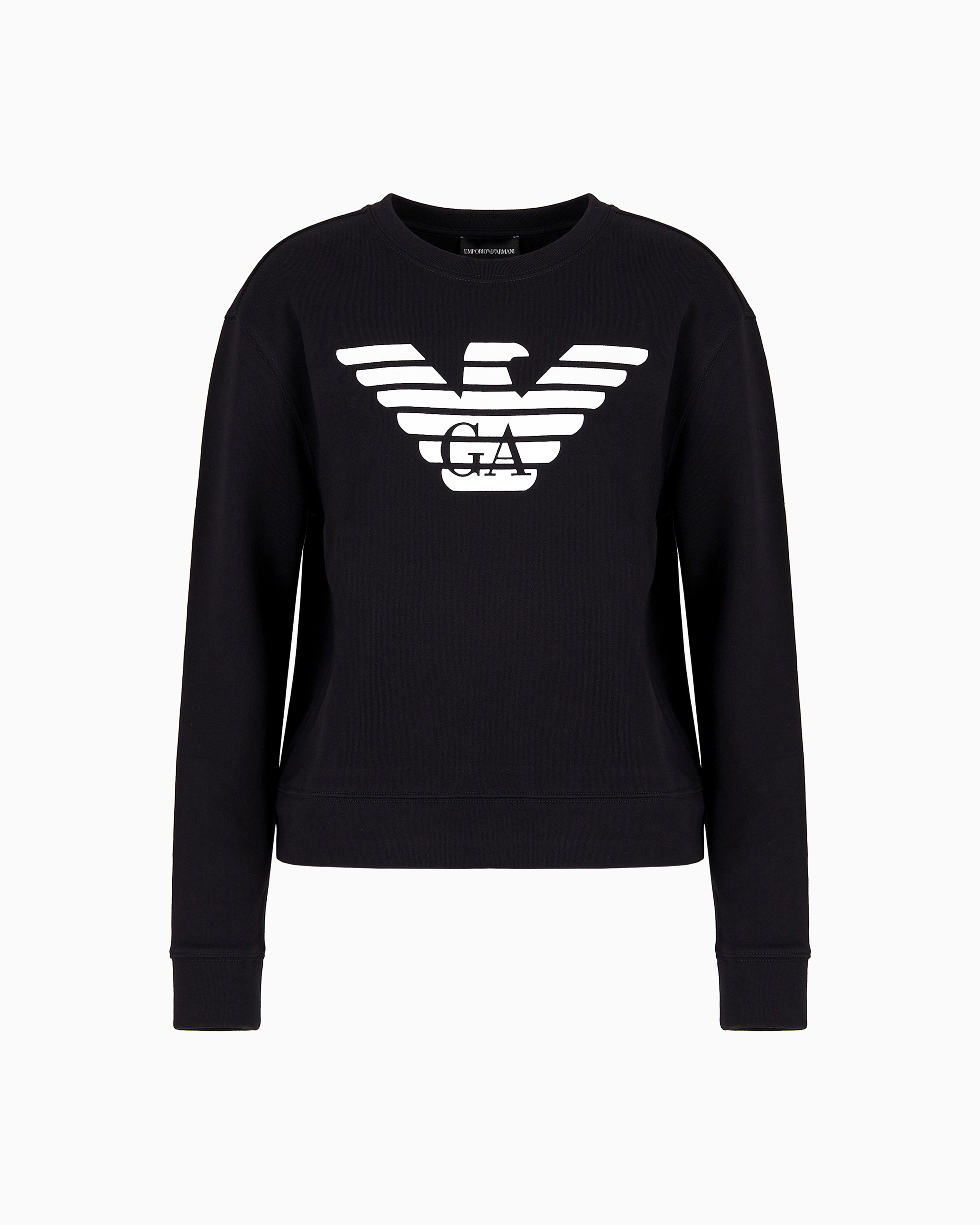 Emporio Armani Navy Blue Logo Sweatshirt In Organic Cotton Jersey Essential