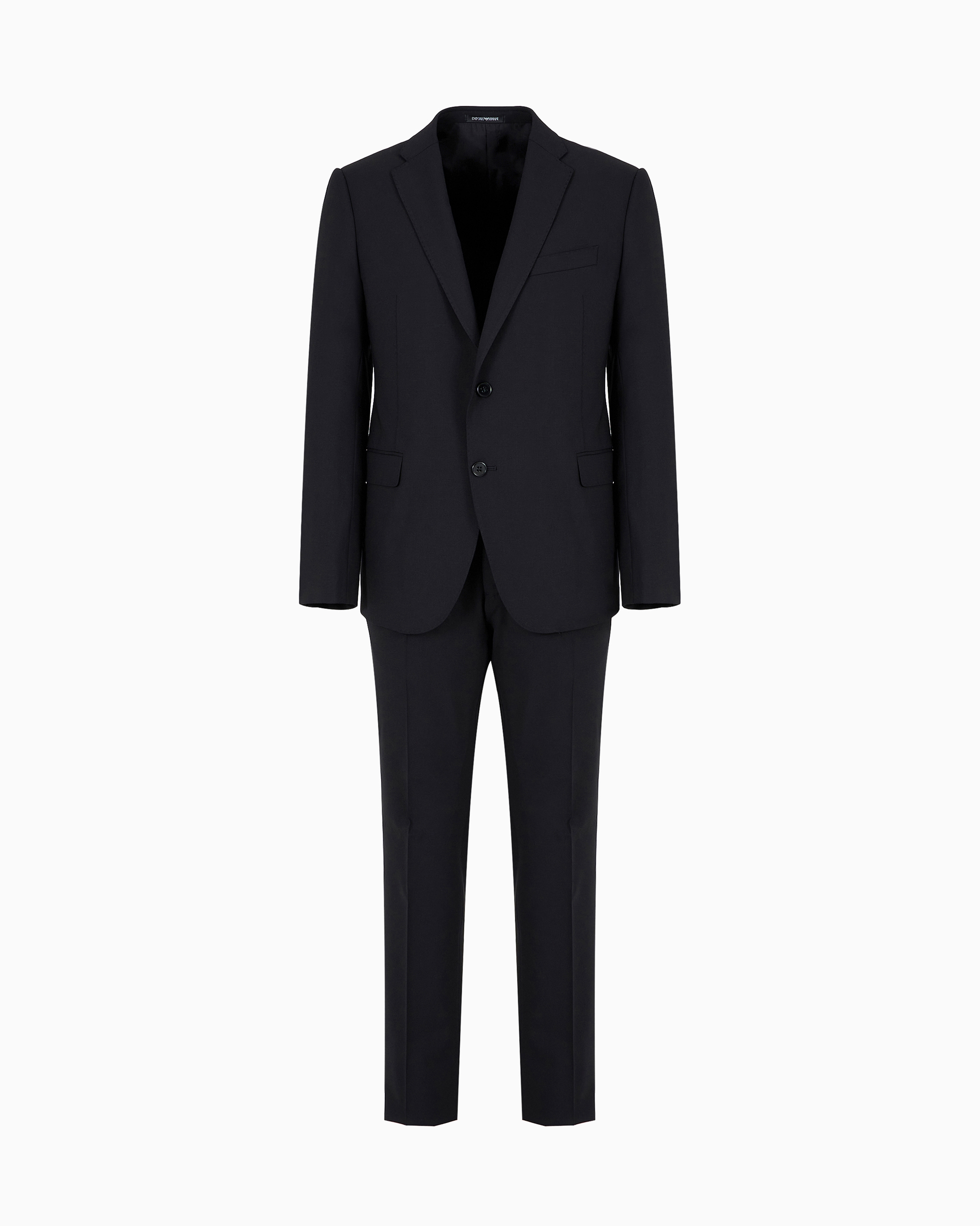 Emporio Armani - Single-breasted, slim-fit suit brushed stretch light wool, Man, Black, Size: