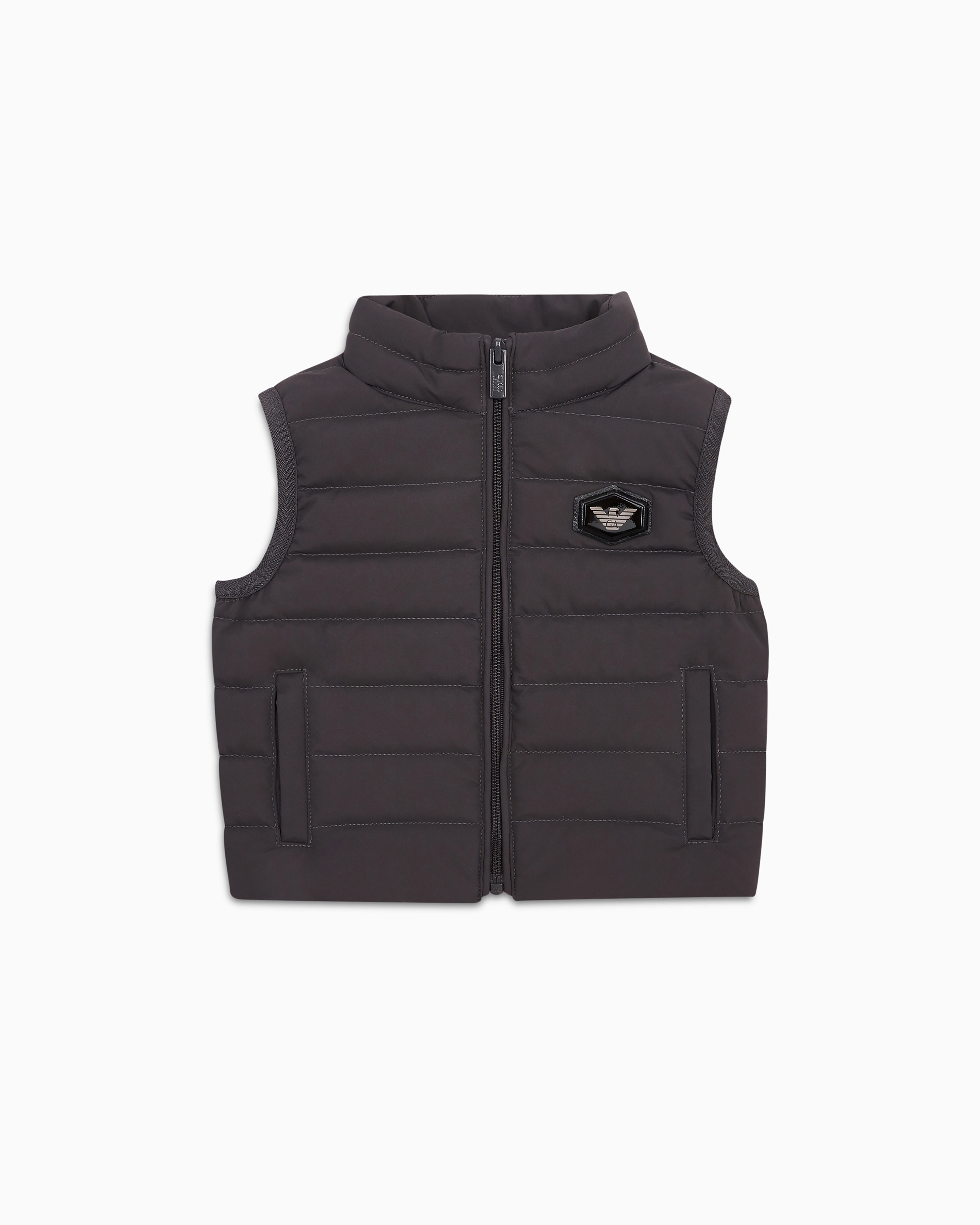 Emporio Armani - Quilted-nylon puffer gilet with recycled down, Boy, Grey, Size: