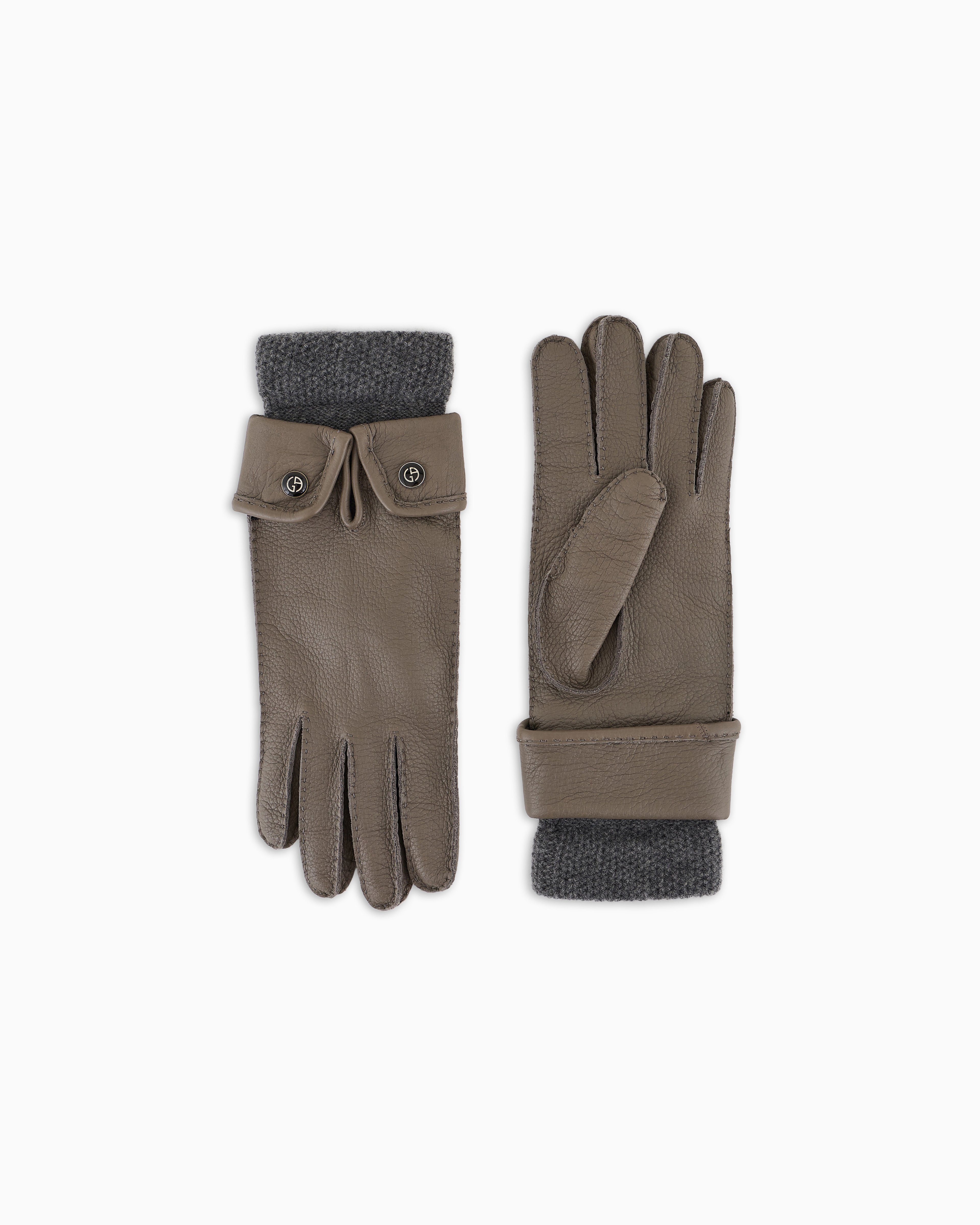 Giorgio Armani Grey Deerskin Leather Gloves