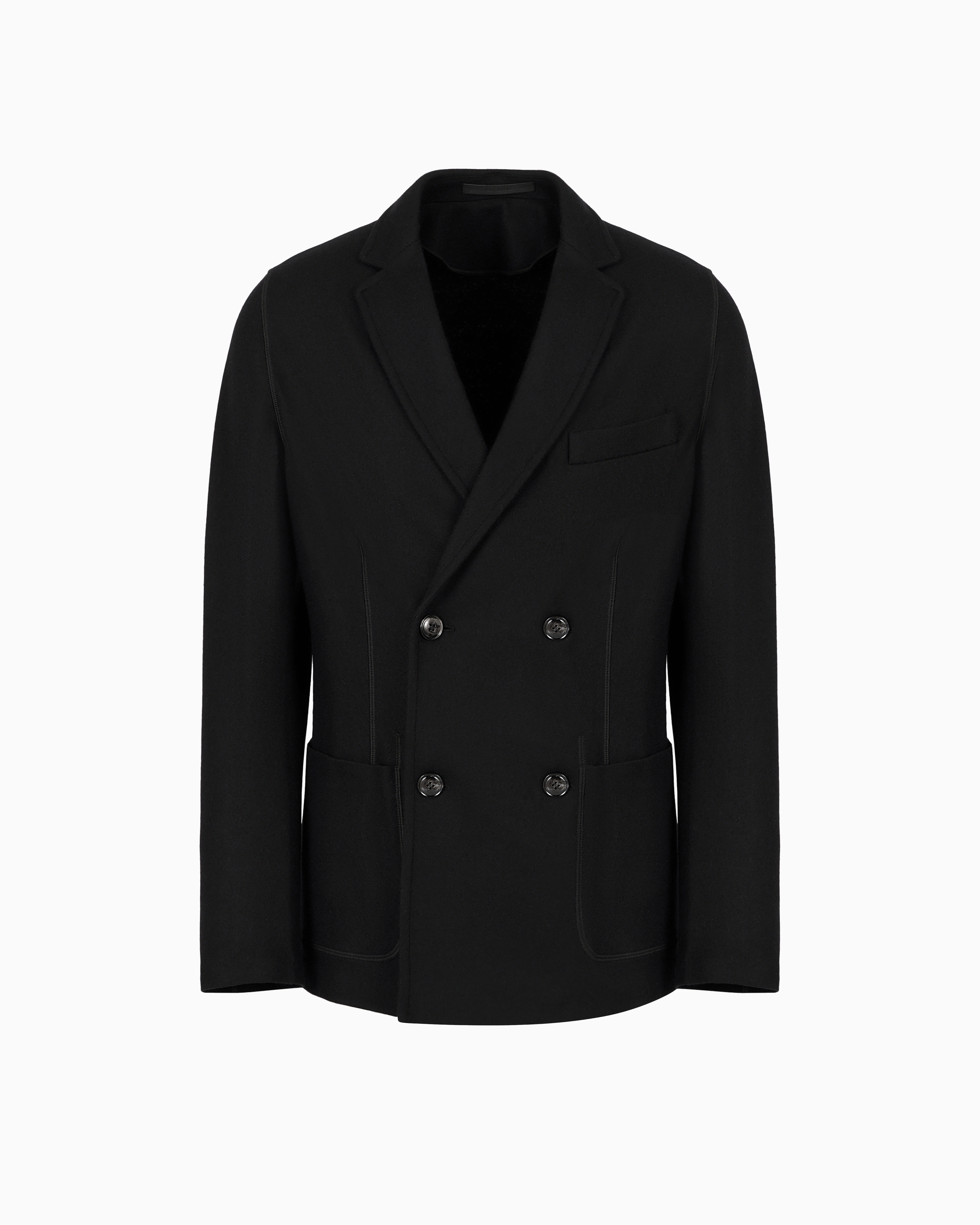 Giorgio Armani Black Cashmere Jacket In An Unlined Double-Breasted Design Icon