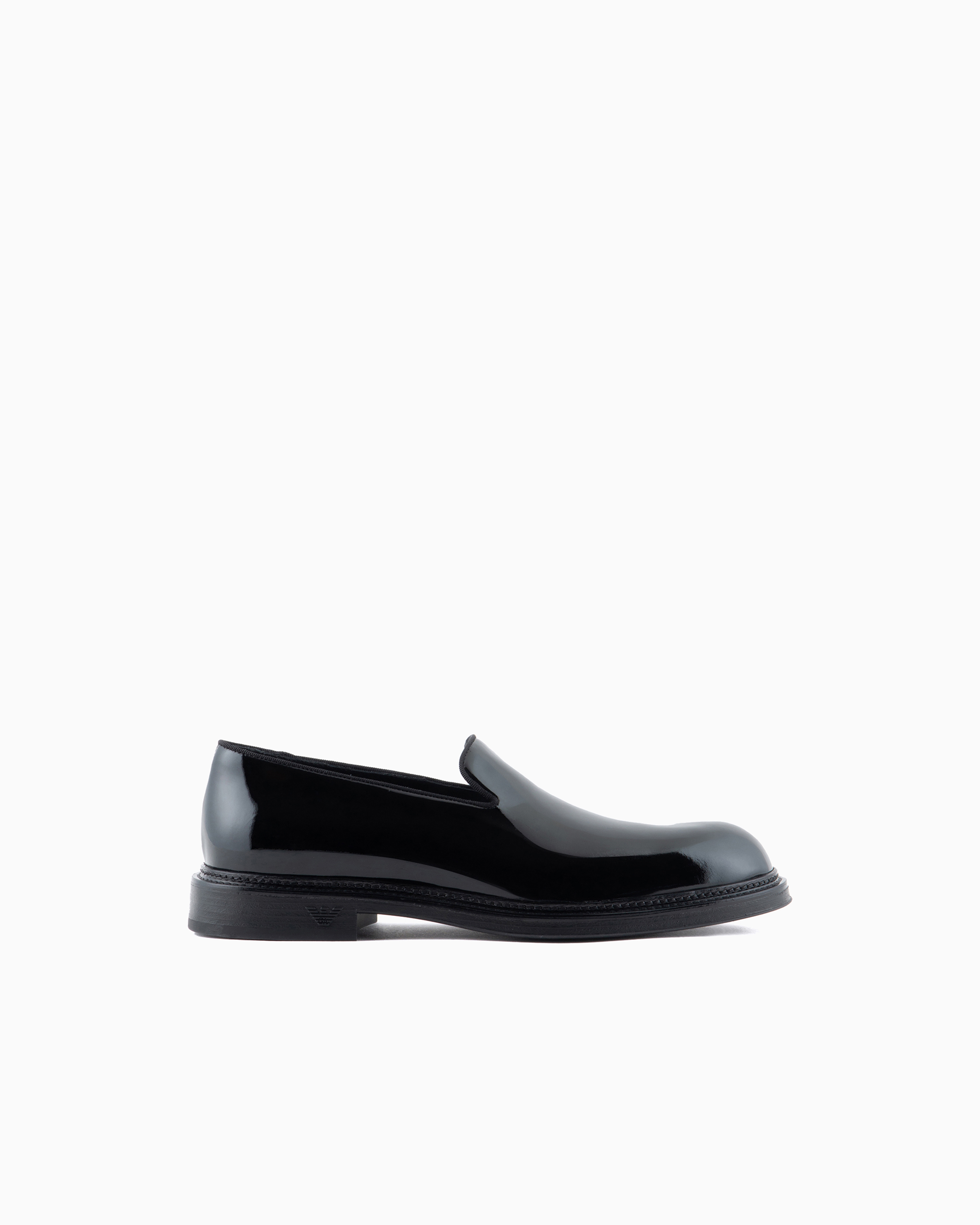 Emporio Armani - Patent-leather slipper loafers, Man, Black, Size: