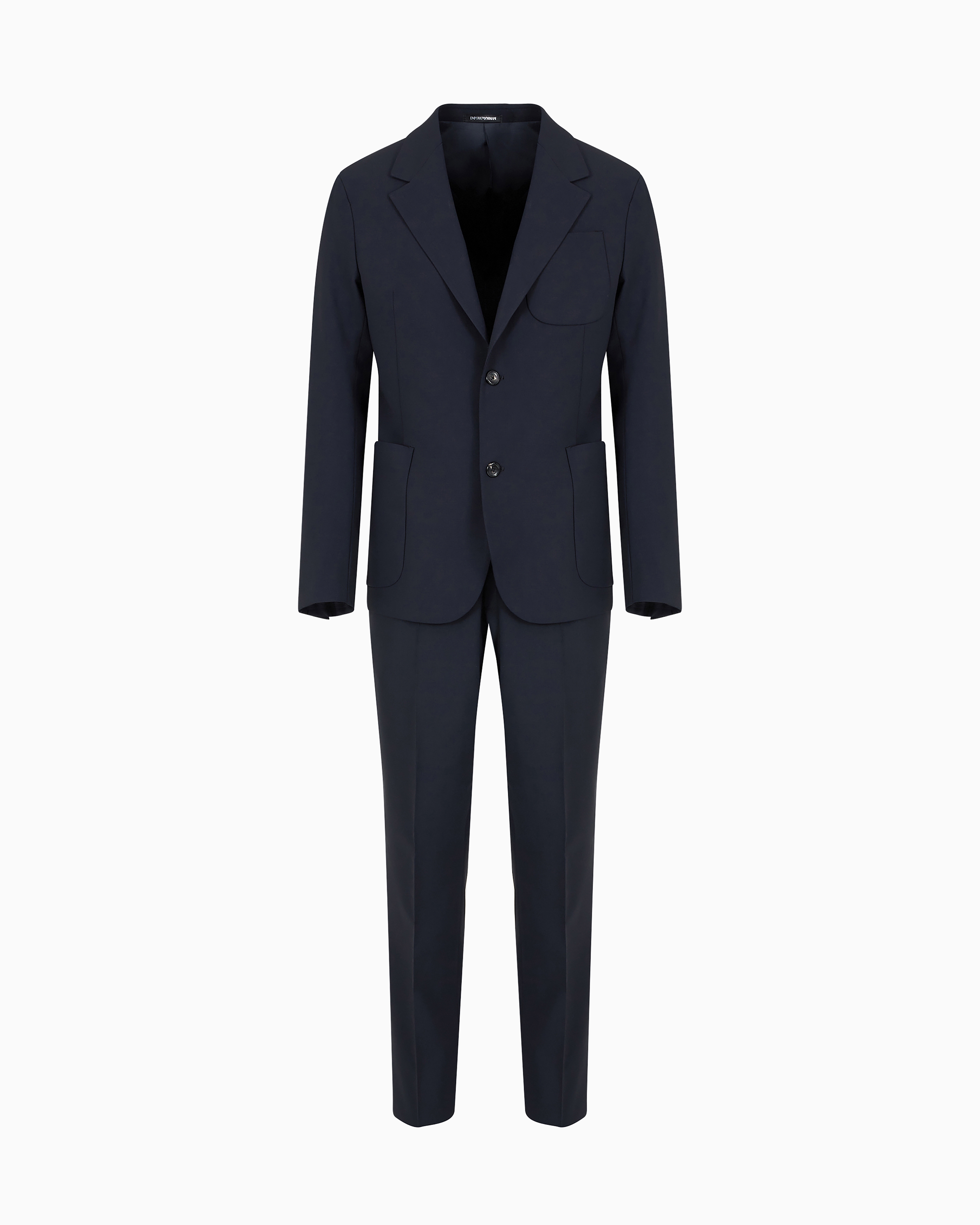 Emporio Armani - Single-breasted suit virgin-wool two-way stretch canvas, Man, Navy Blue, Size: