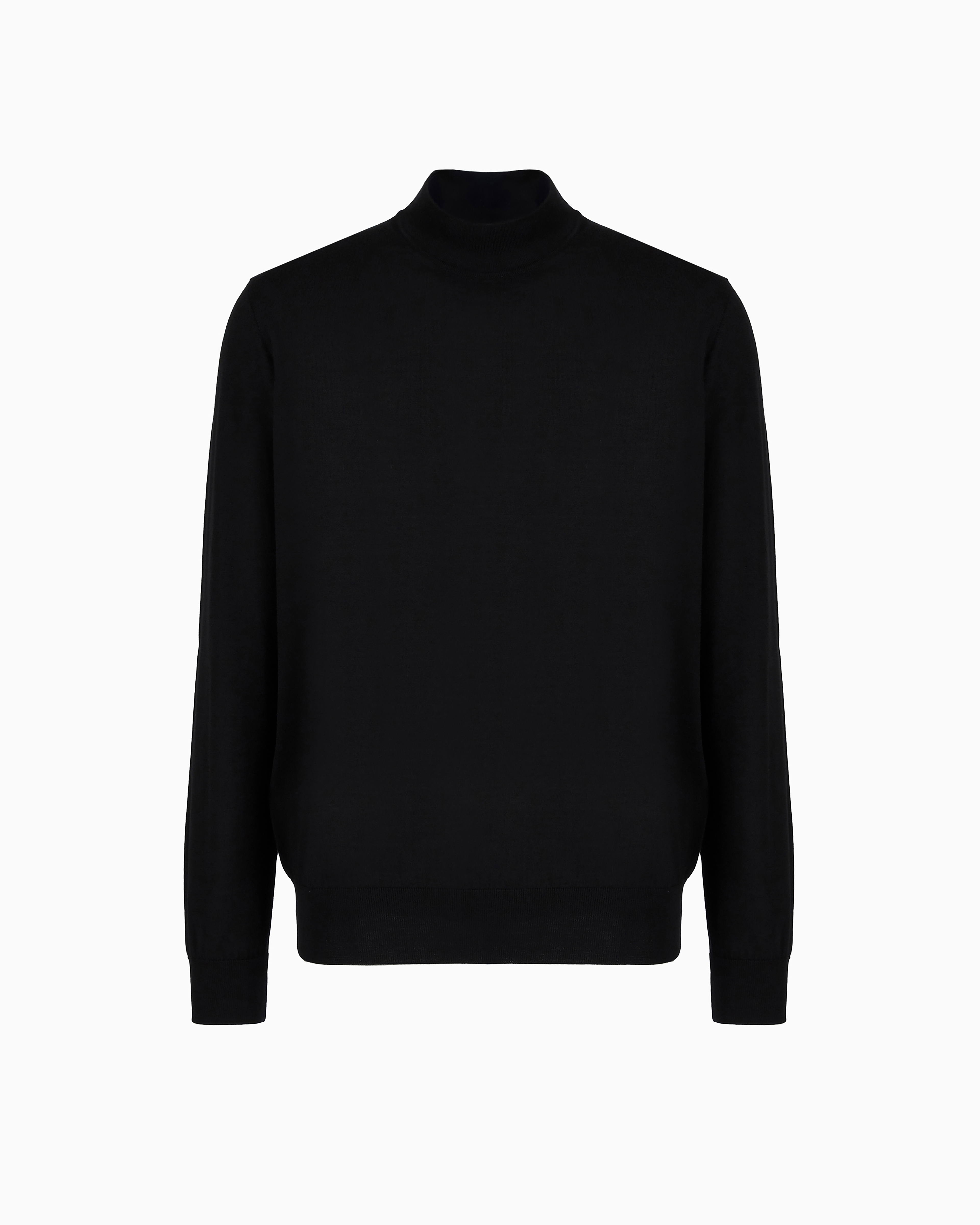 Giorgio Armani Black Virgin-Wool Mock-Neck Jumper