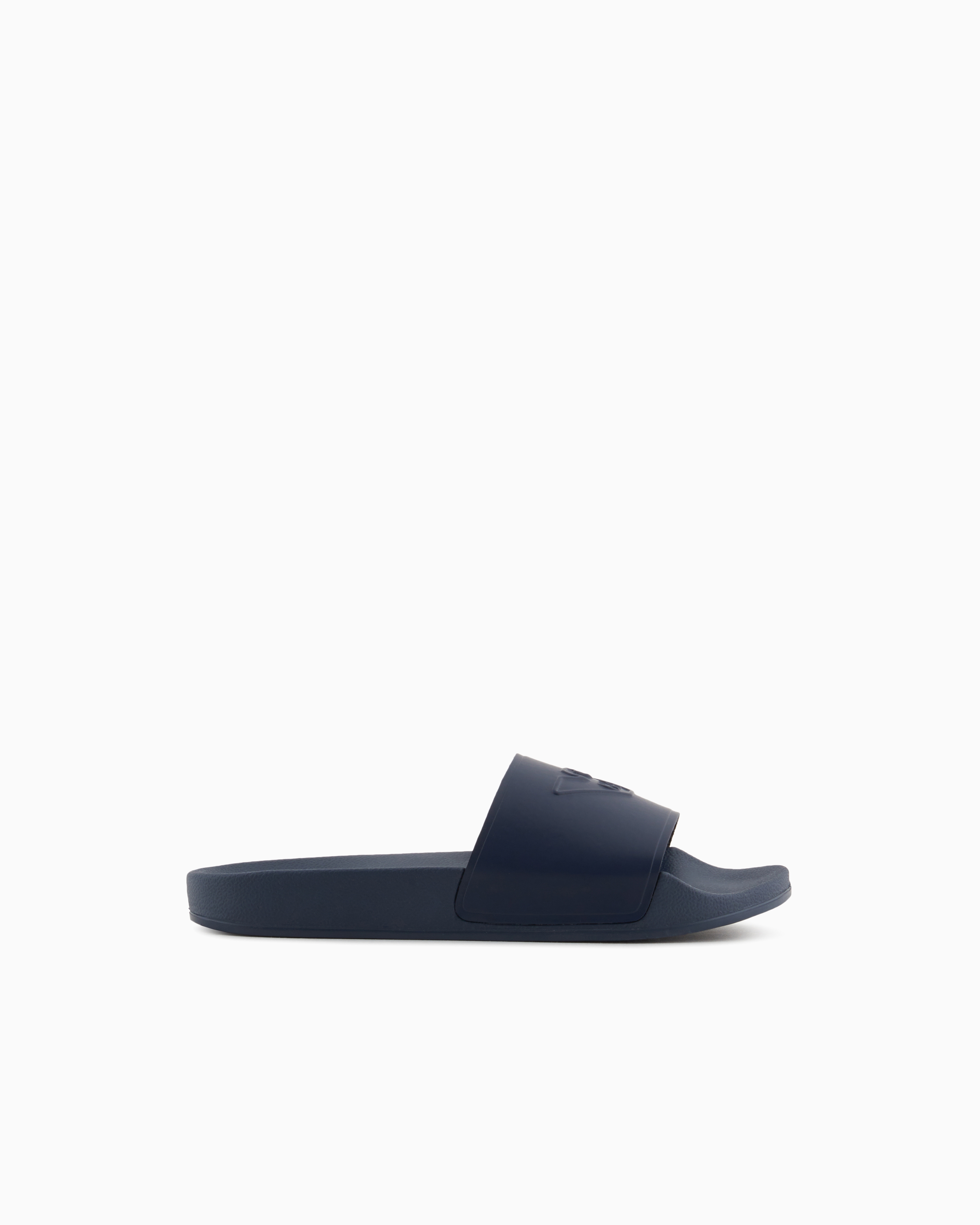 Emporio Armani Blue Slides With Oversized, Embossed Logo