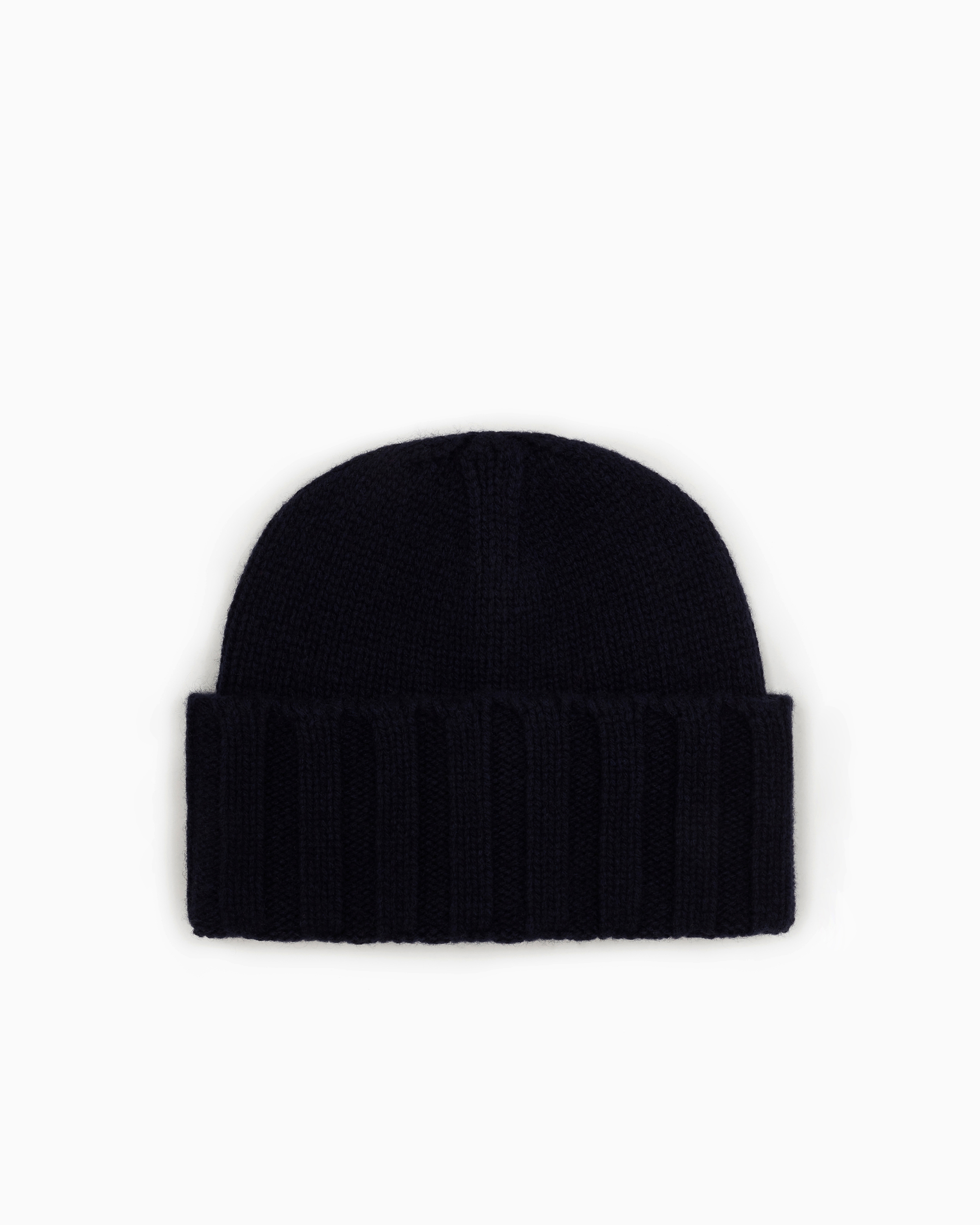 Emporio Armani - Ribbed cashmere beanie, Woman, Navy Blue, Size: