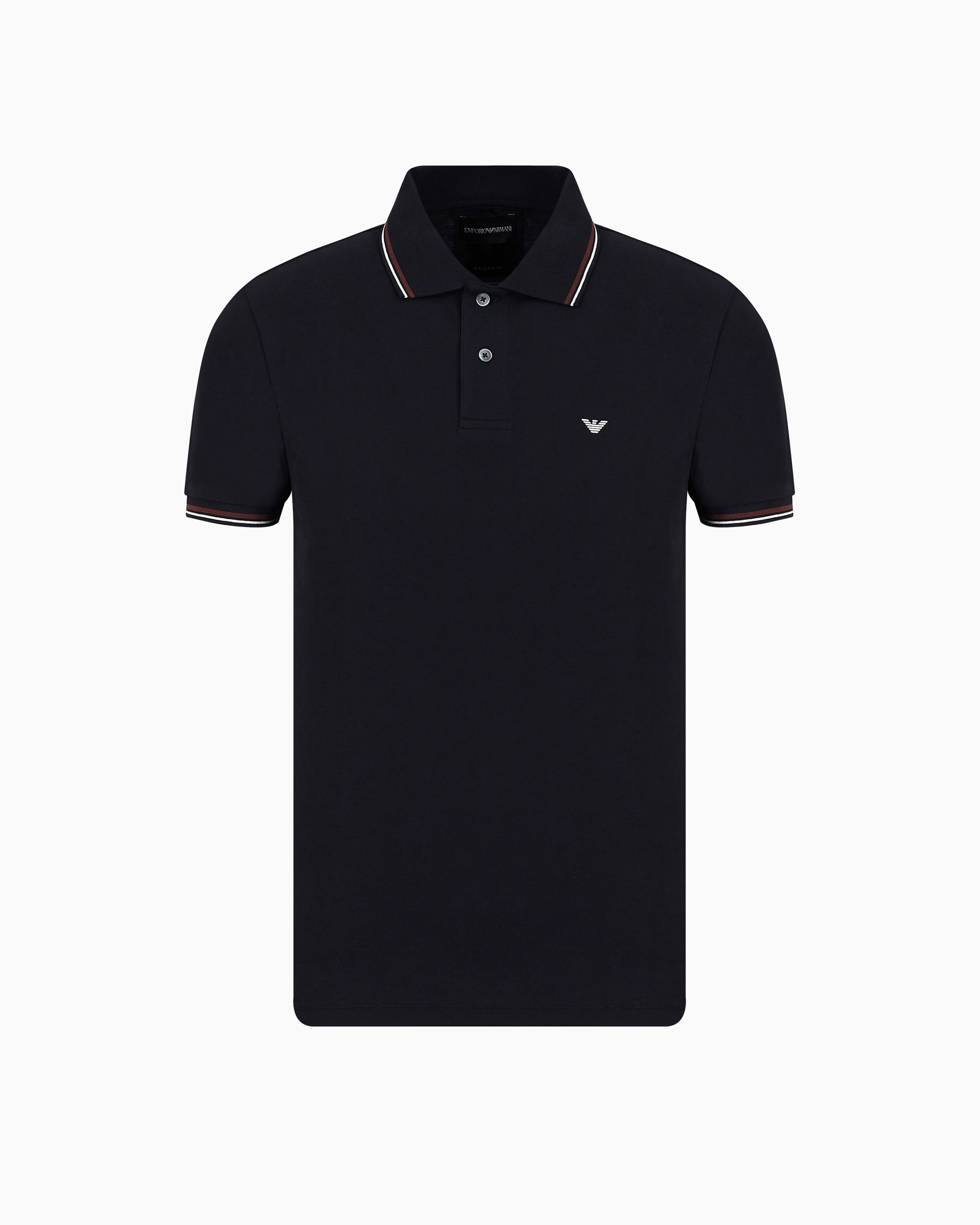 Emporio Armani - Slim-fit stretch piqué polo shirt with micro eagle, Man, Navy Blue, Size: