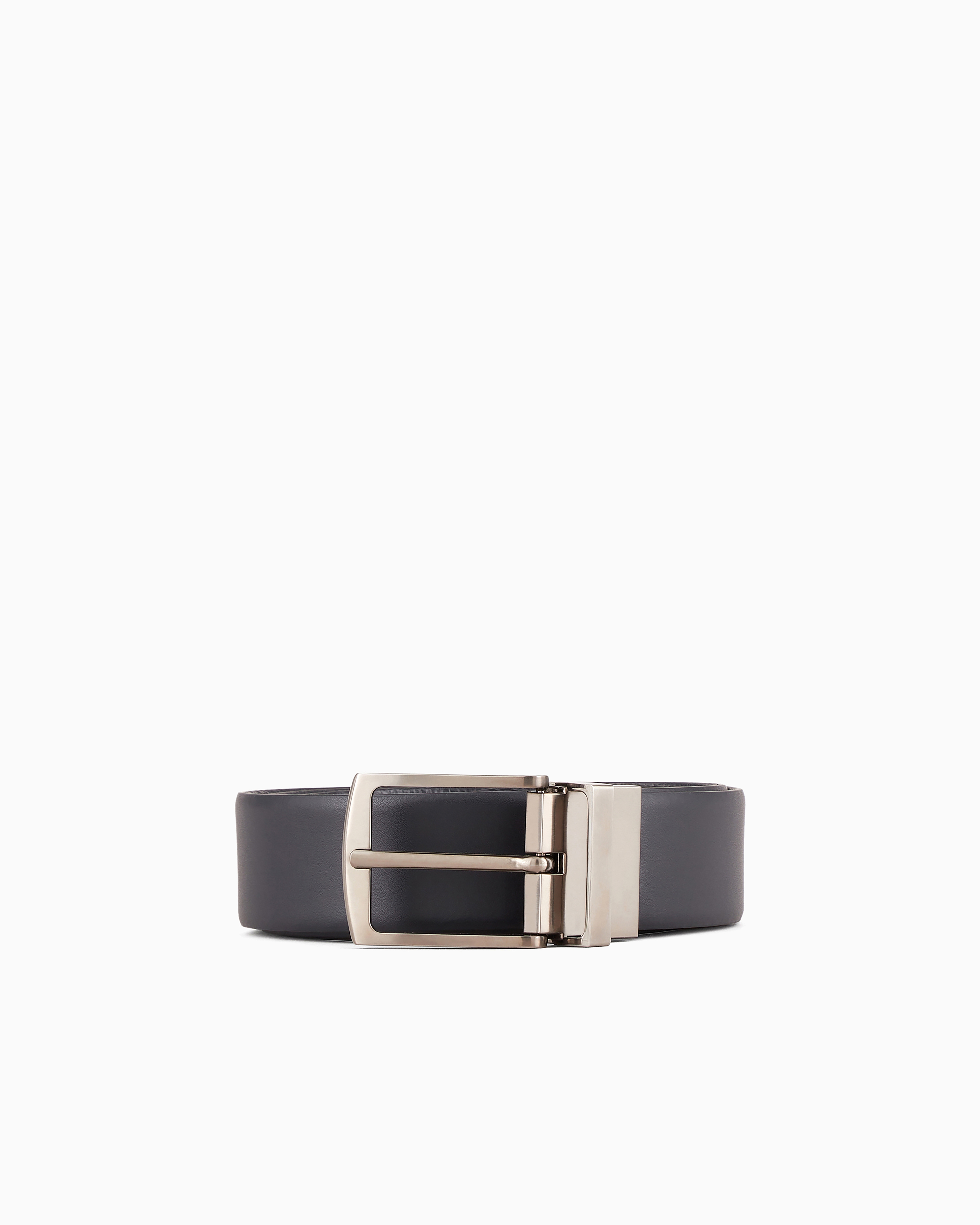 Giorgio Armani Navy Blue Gift Box With Reversible Leather Belt And Two Buckles