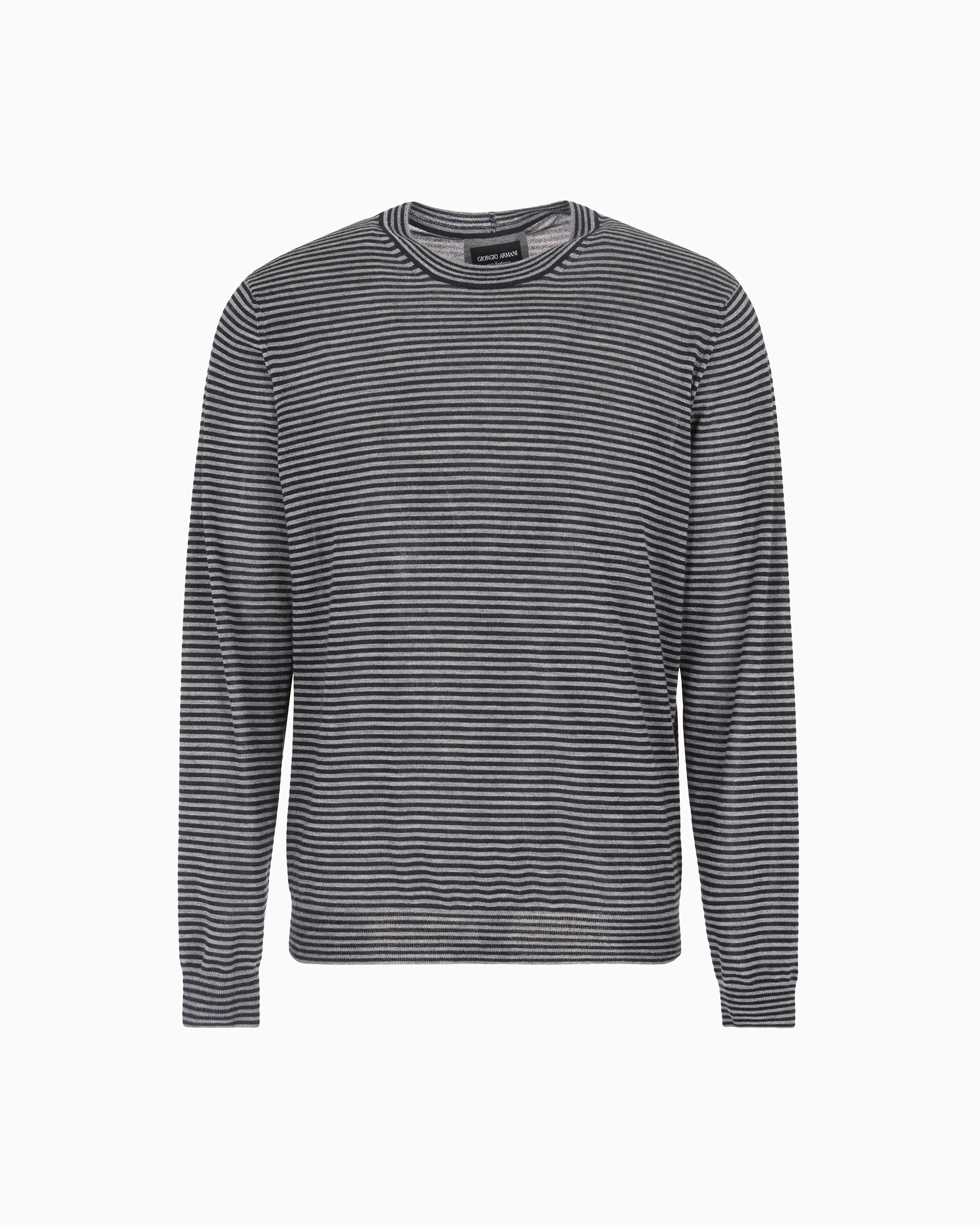 Giorgio Armani Patterned Knitted Jumper With A Crew Neck In Striped Cashmere Icon