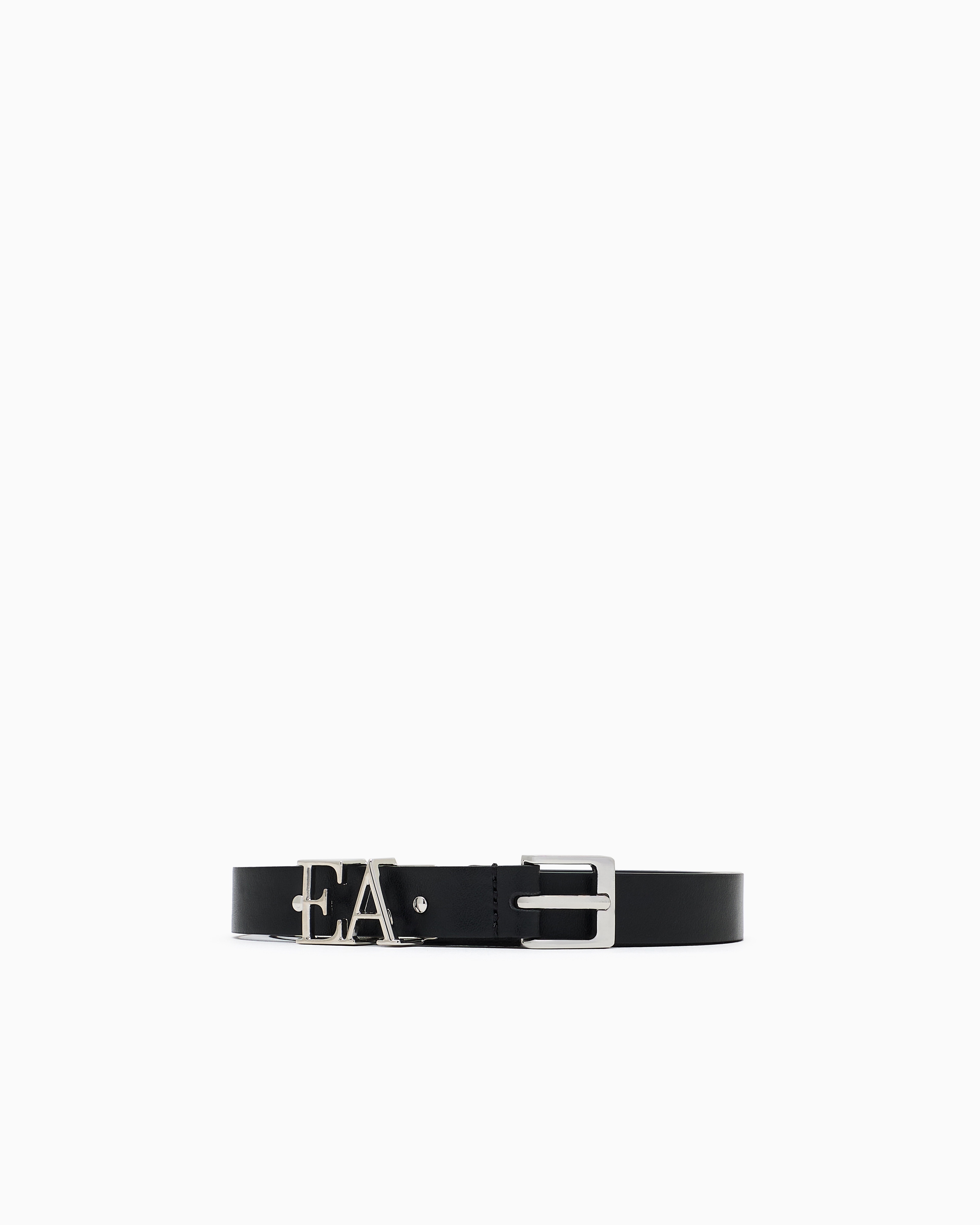 Emporio Armani Black Smooth Leather Belt With Moulded Ea Buckle