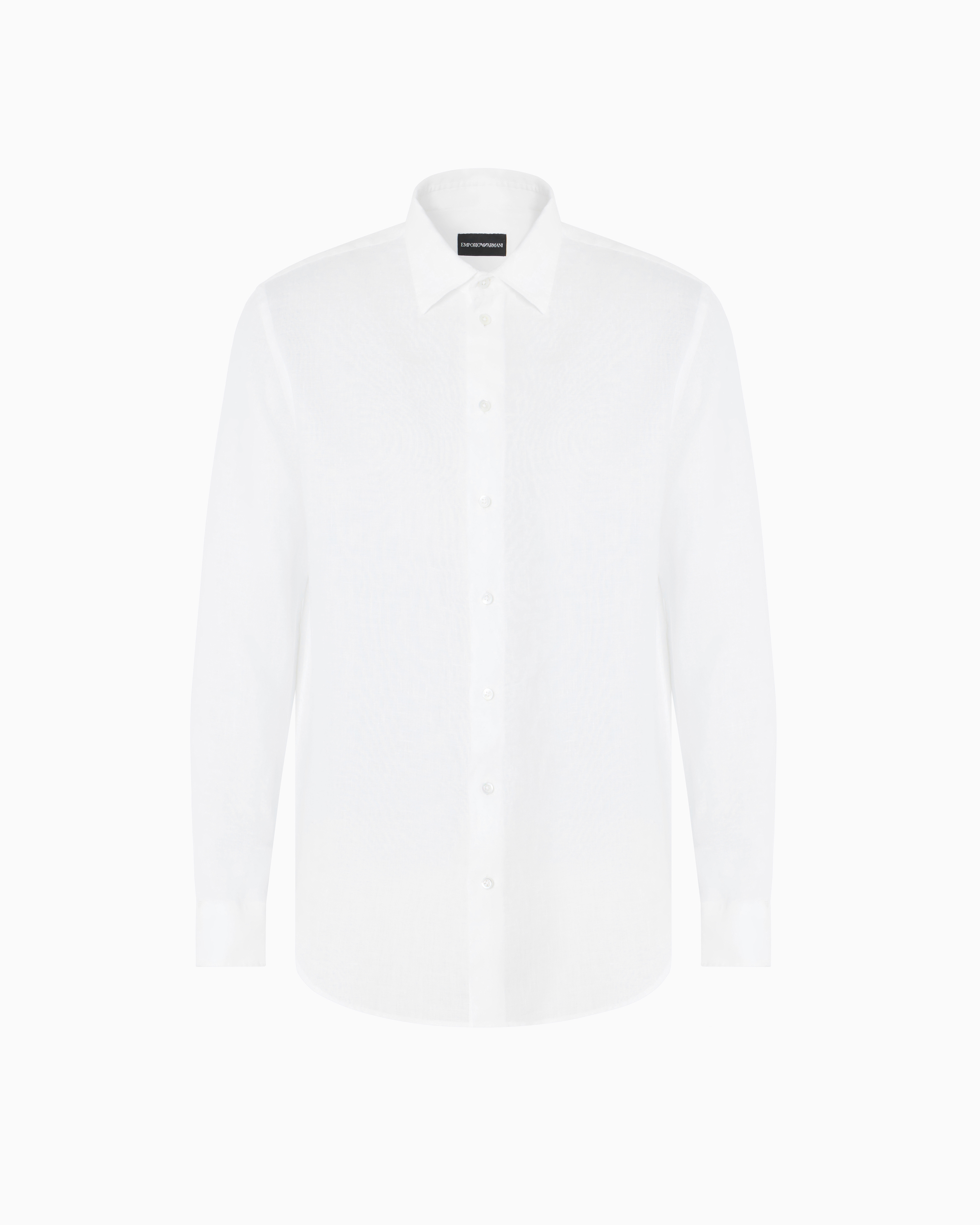 Emporio Armani - Garment-dyed linen shirt with French collar, Man, White, Size: