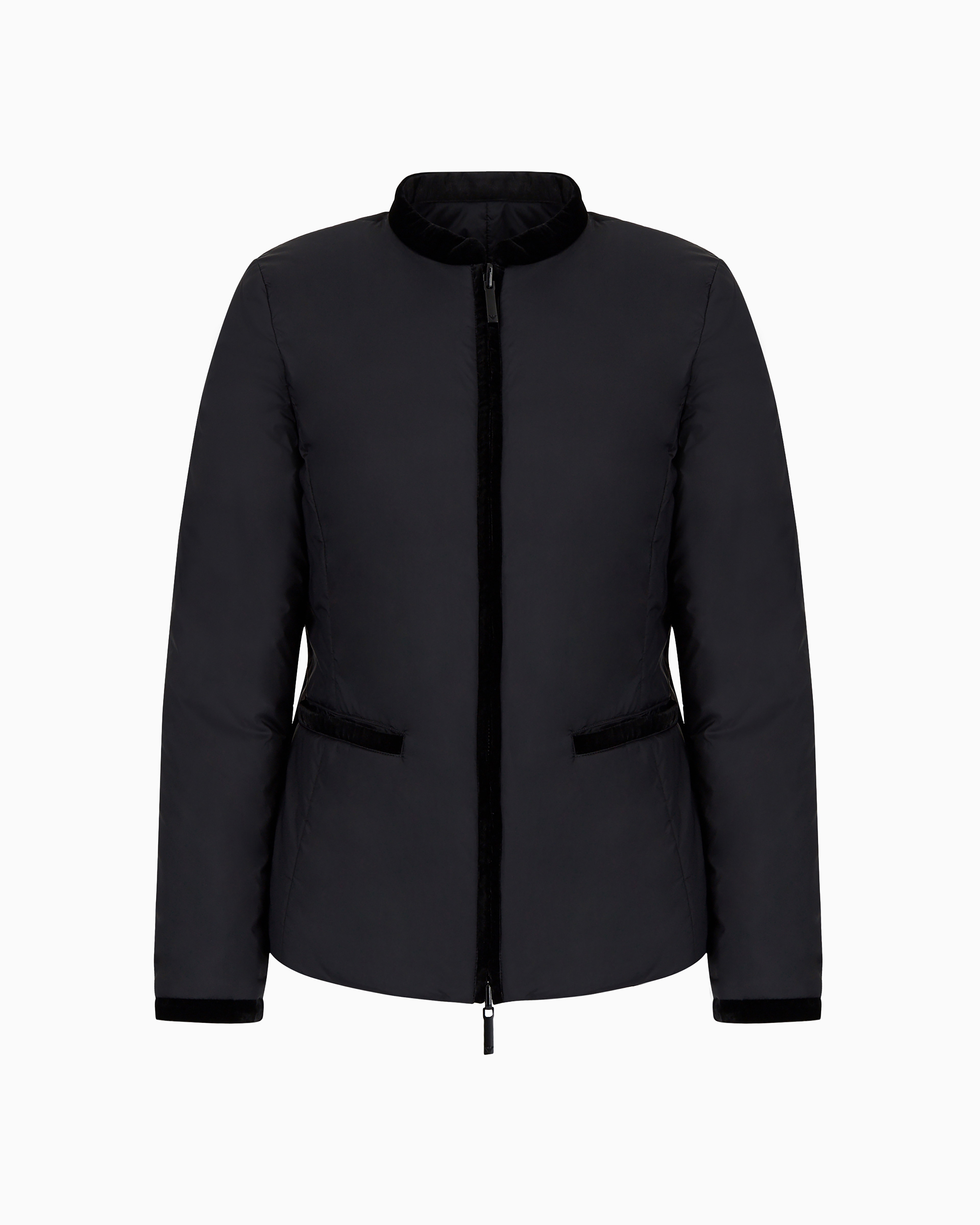 Emporio Armani - Nylon reversible guru-collared jacket, Woman, Black, Size: