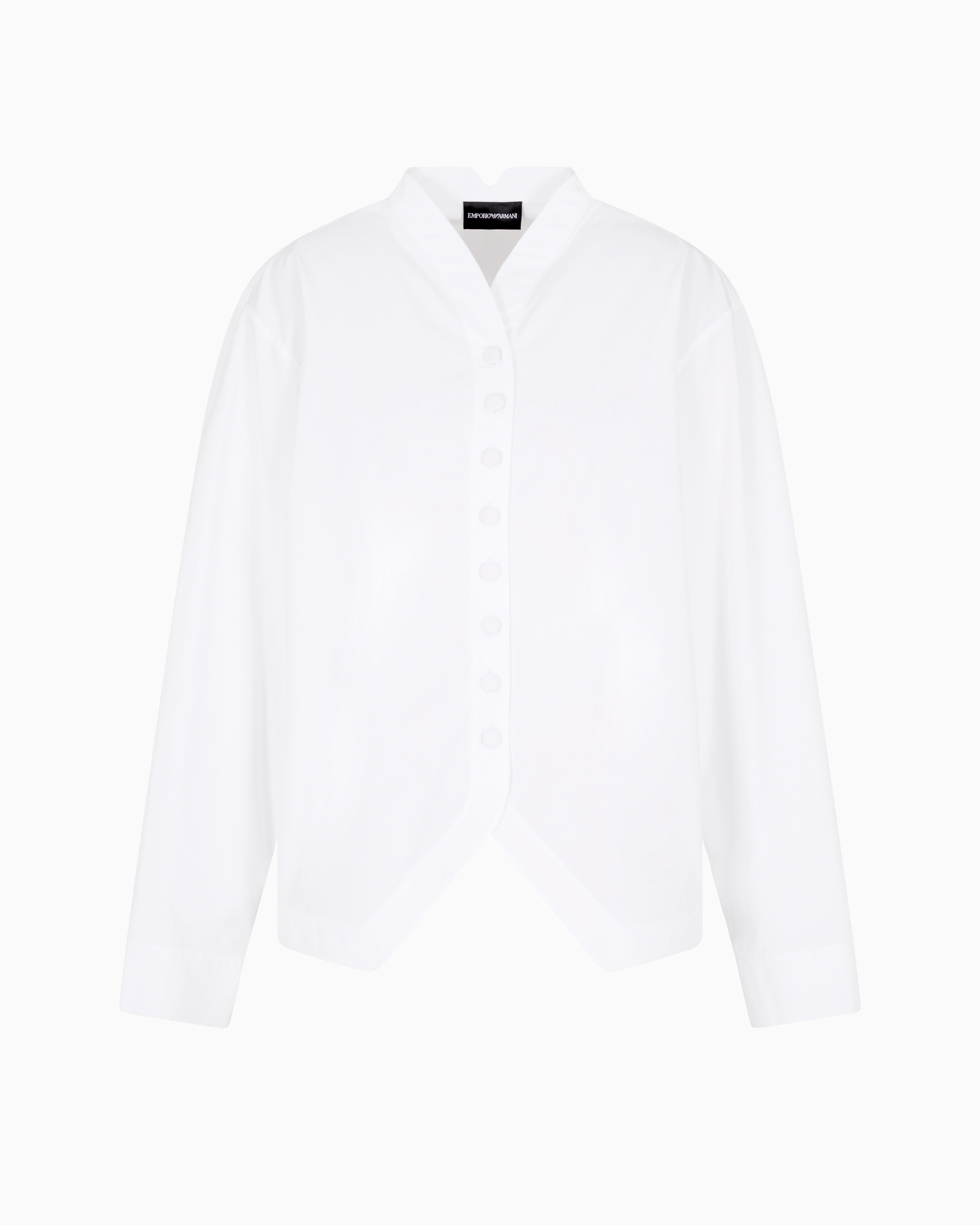 Emporio Armani - Brushed cotton shirt with shaped hem, Woman, White, Size: