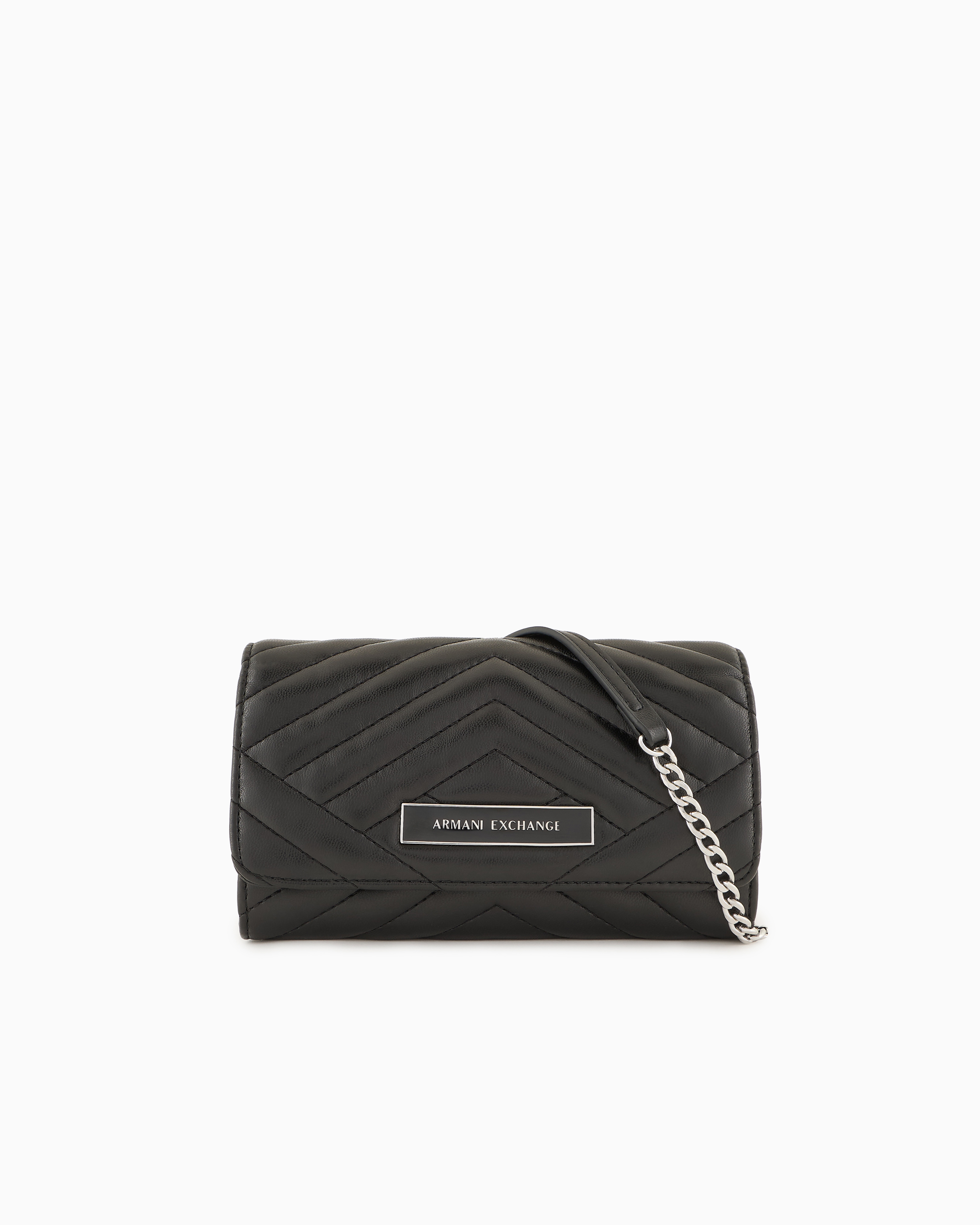 Armani Exchange - Wallet with flap and quilted shoulder strap, Woman, Black, Size: TU