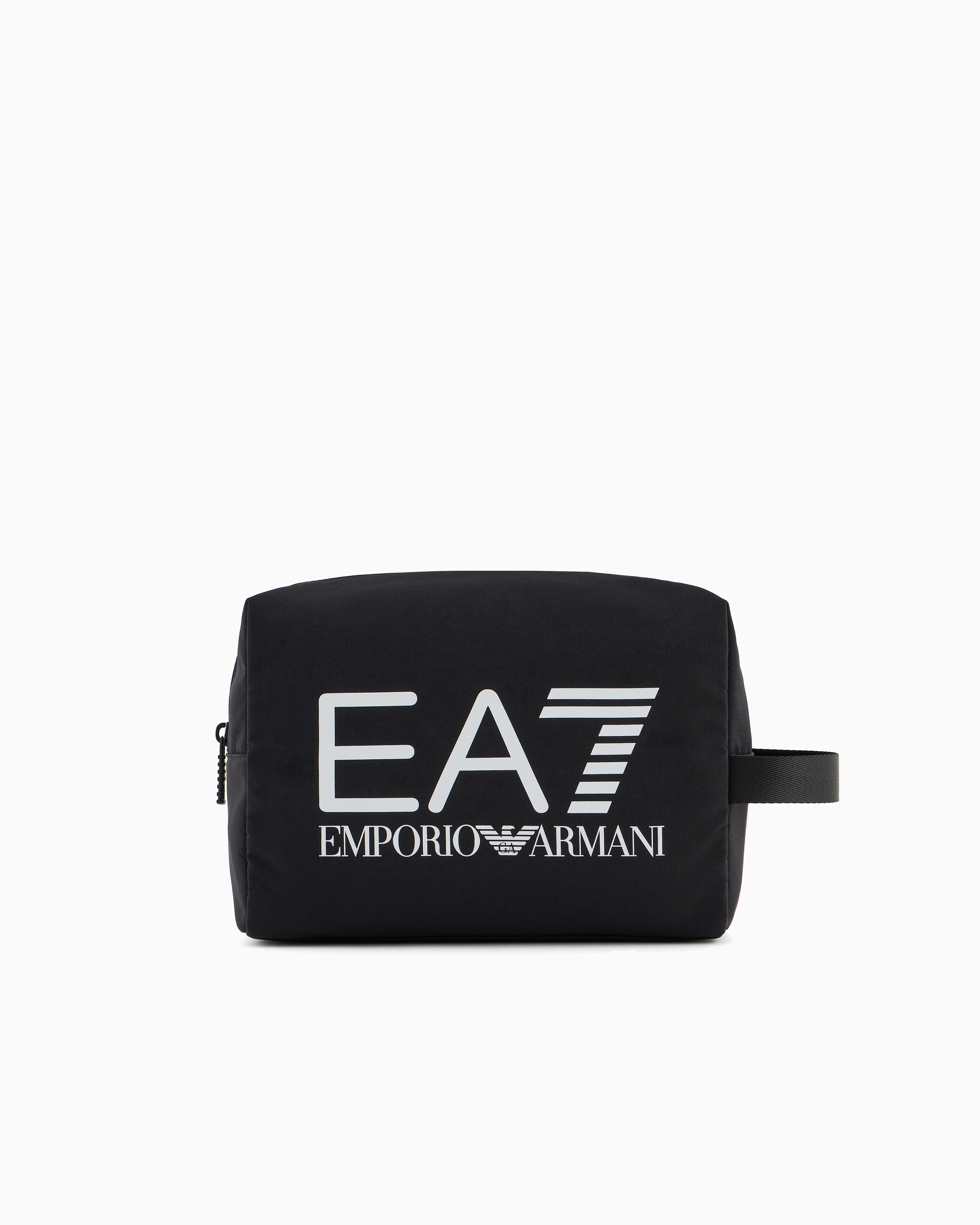 Ea7 Unisex Black Washbag With Oversized Logo