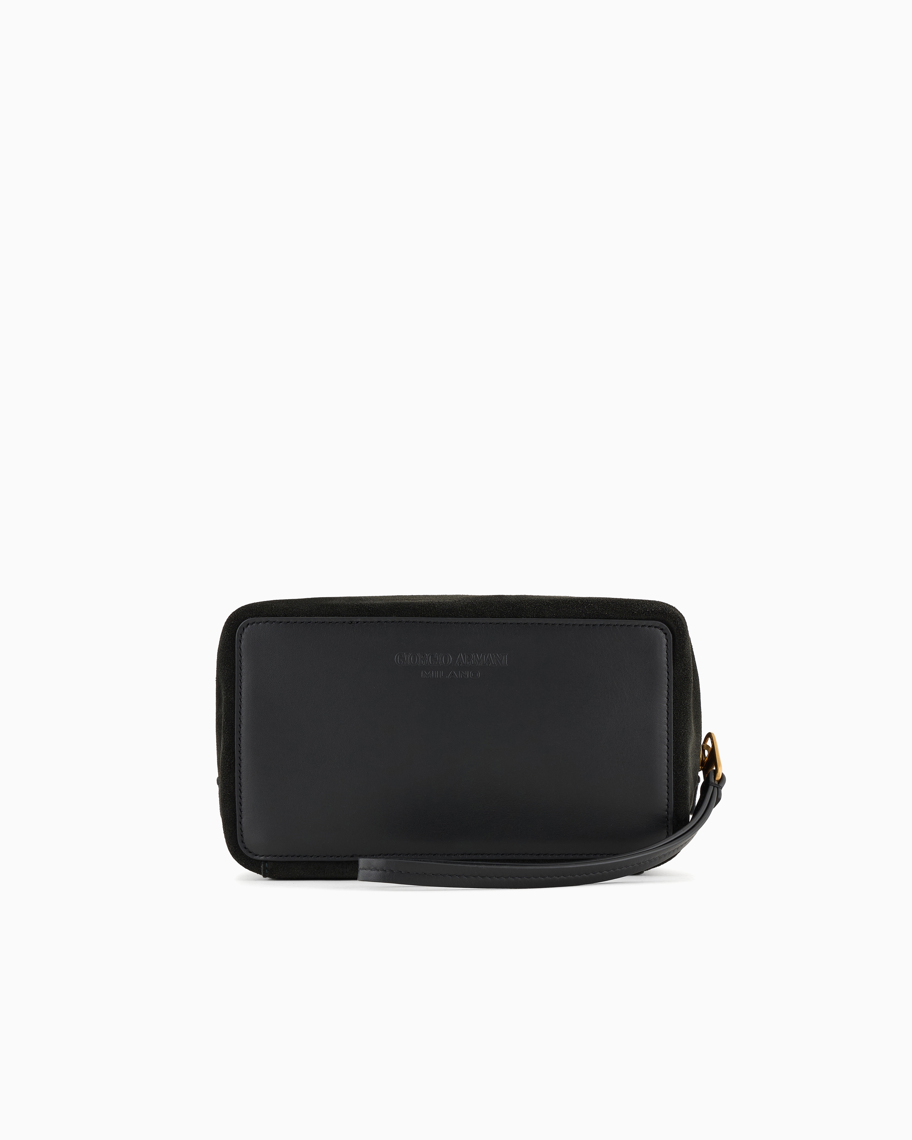 Giorgio Armani Green Suede Zipped Washbag